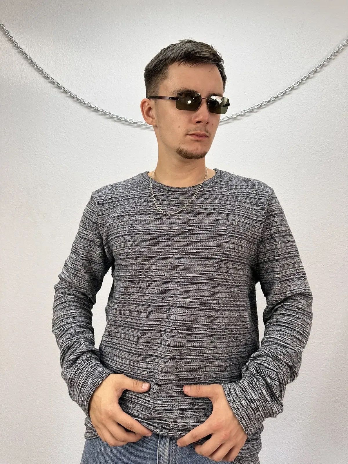 Japanese Brand × Vintage Vintage Y2K A.P.C gothic Distressed Faded Effect sweater Size US XL / EU 56 / 4 - 8 Thumbnail