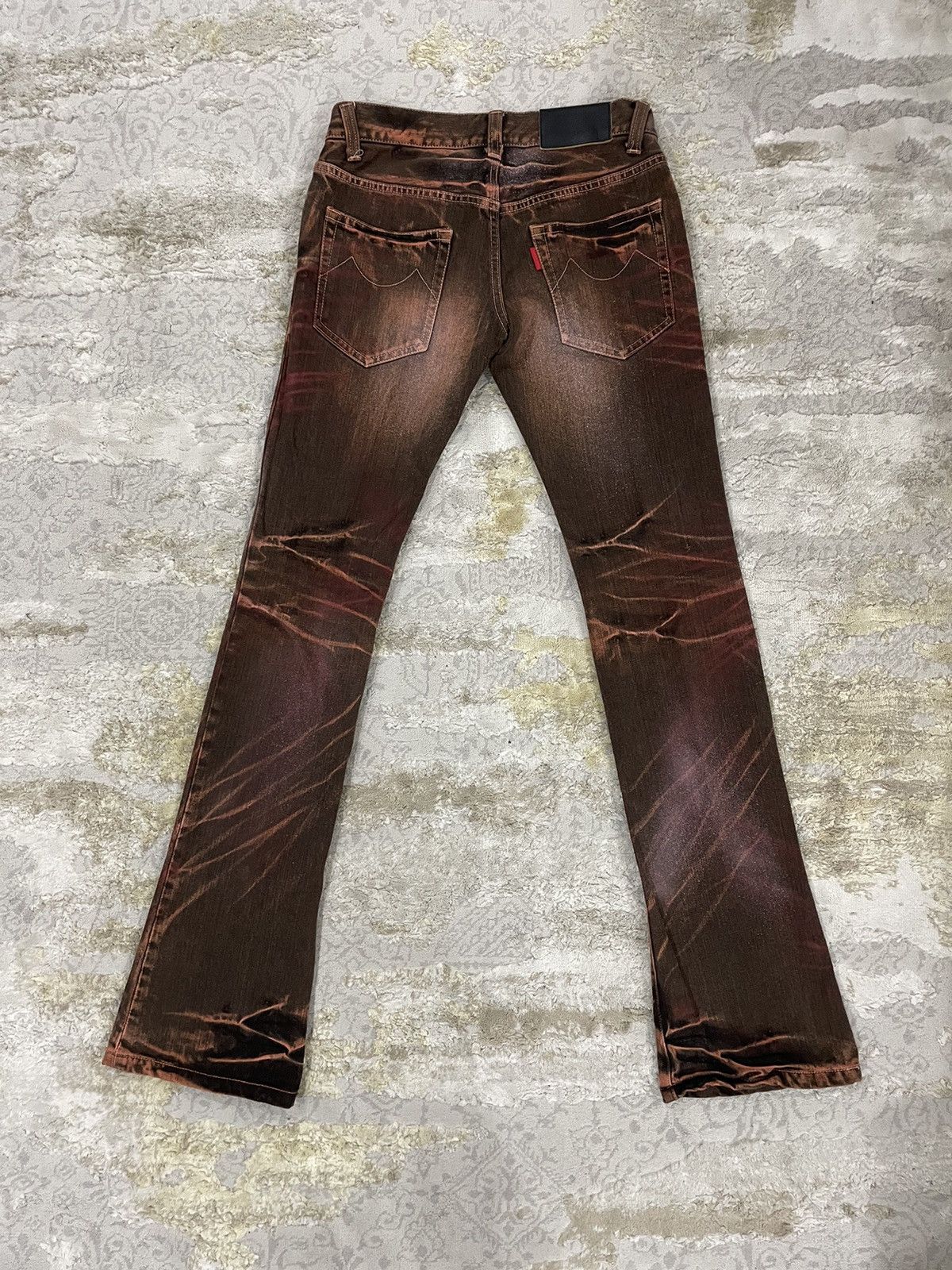 Tornado Mart Y2K Mudmax Clawmark Cherry Red Hellhound Flare jean Size US 30 / EU 46 - 3 Thumbnail