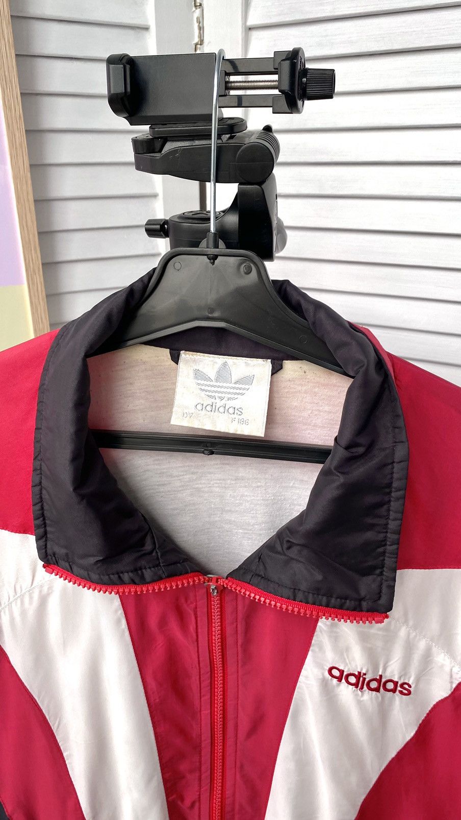 Adidas × Vintage Vintage Adidas Track Retro Jacket Nylon Striped 90s Red Size US L / EU 52-54 / 3 - 7 Thumbnail