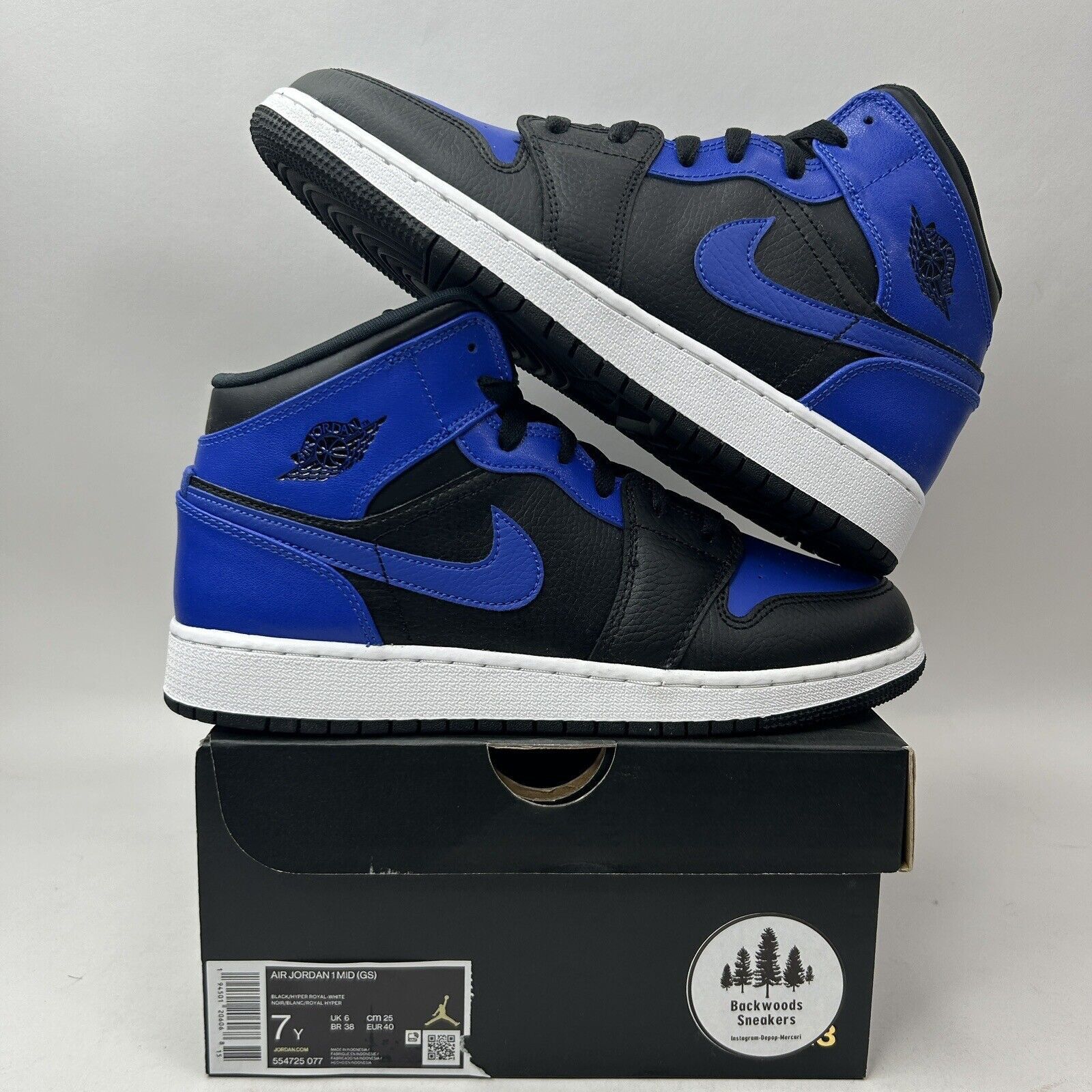 Jordan Brand Nike Air Jordan 1 Mid Retro GS “Hyper Royal” 2023 Size US 8.5 / IT 38.5 - 1 Thumbnail