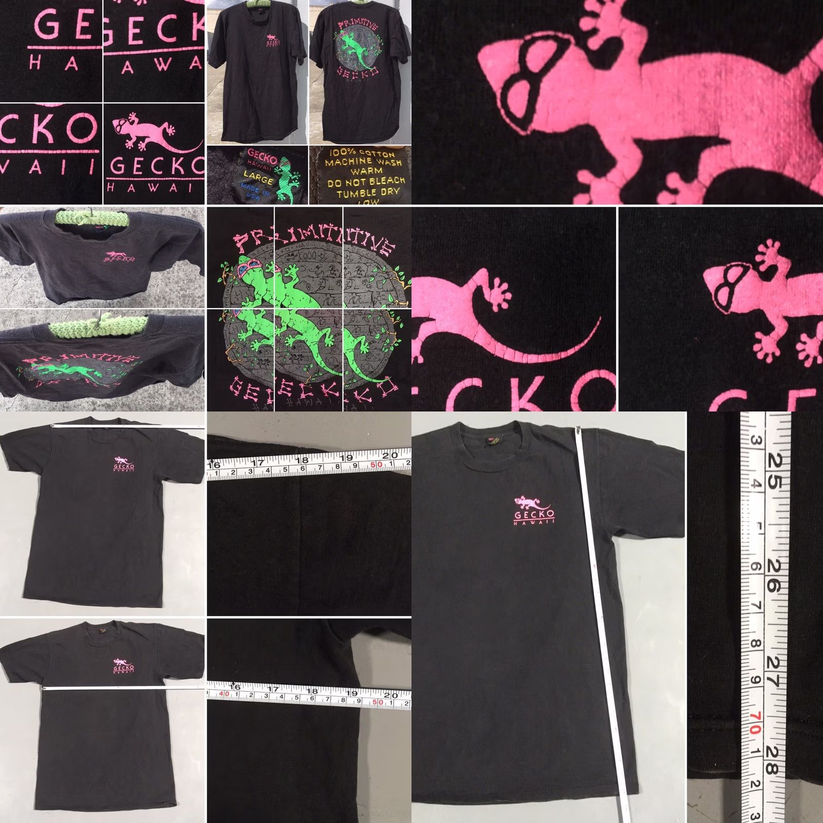 Vintage VINTAGE Gecko Hawaii Neon Graphics T-Shirt Made In USA 80s 90s Size L Mens Black 100% Cotton Graphic Tee Short Sleeve Vintage Look Size US L / EU 52-54 / 3 - 8 Thumbnail