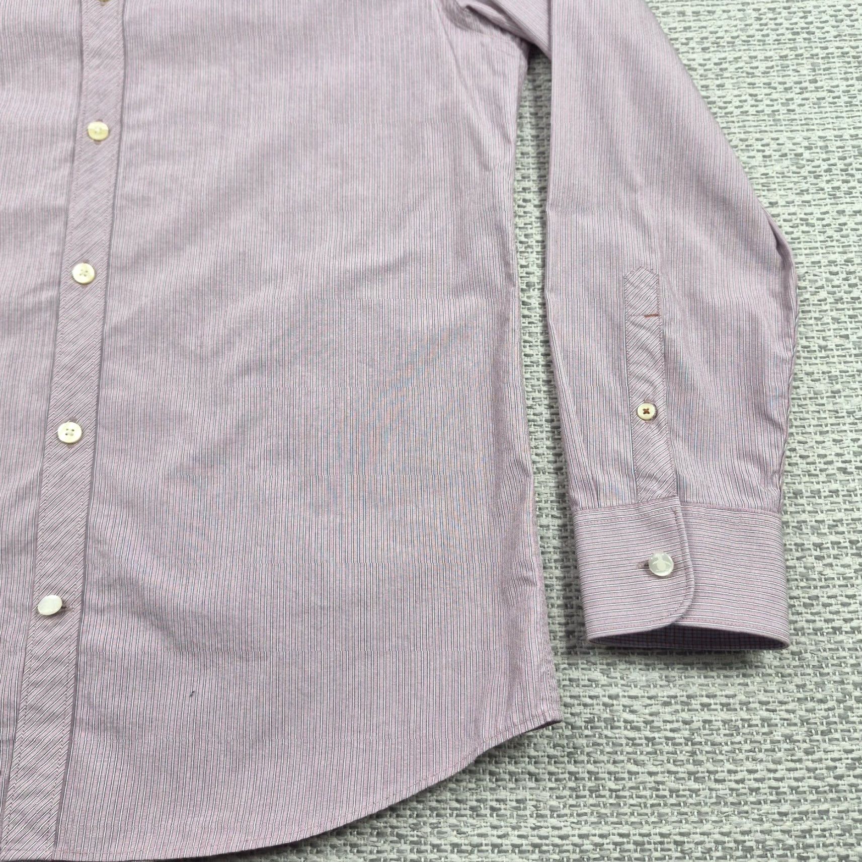 Original Penguin Original Penguin Heritage Slim Fit Shirt Mens 15.5 Pink Pinstripe Button Up Long Sleeve Dress Shirt, 100% Cotton, Slim, Classic Preppy Mens Size US L / EU 52-54 / 3 - 2 Thumbnail