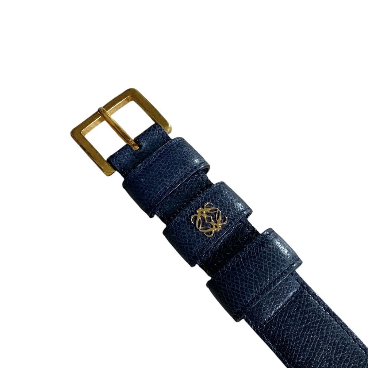 Loewe × Vintage Loewe small logo anagram leather belt navy Size ONE SIZE - 3 Thumbnail