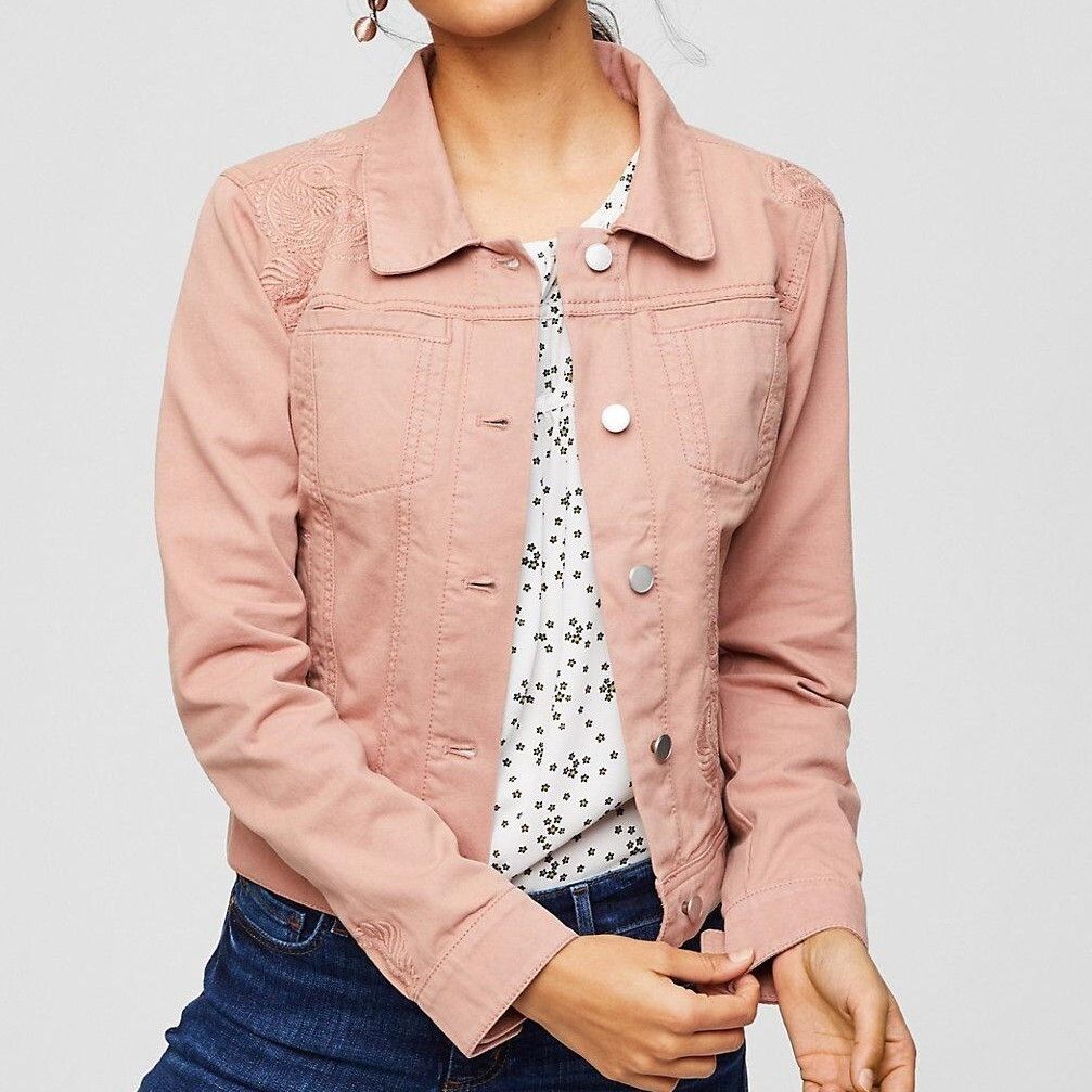 Loft Paisley Embroidered Denim Jacket in Color Arizona Clay Size S / US 4 / IT 40 - 4 Thumbnail