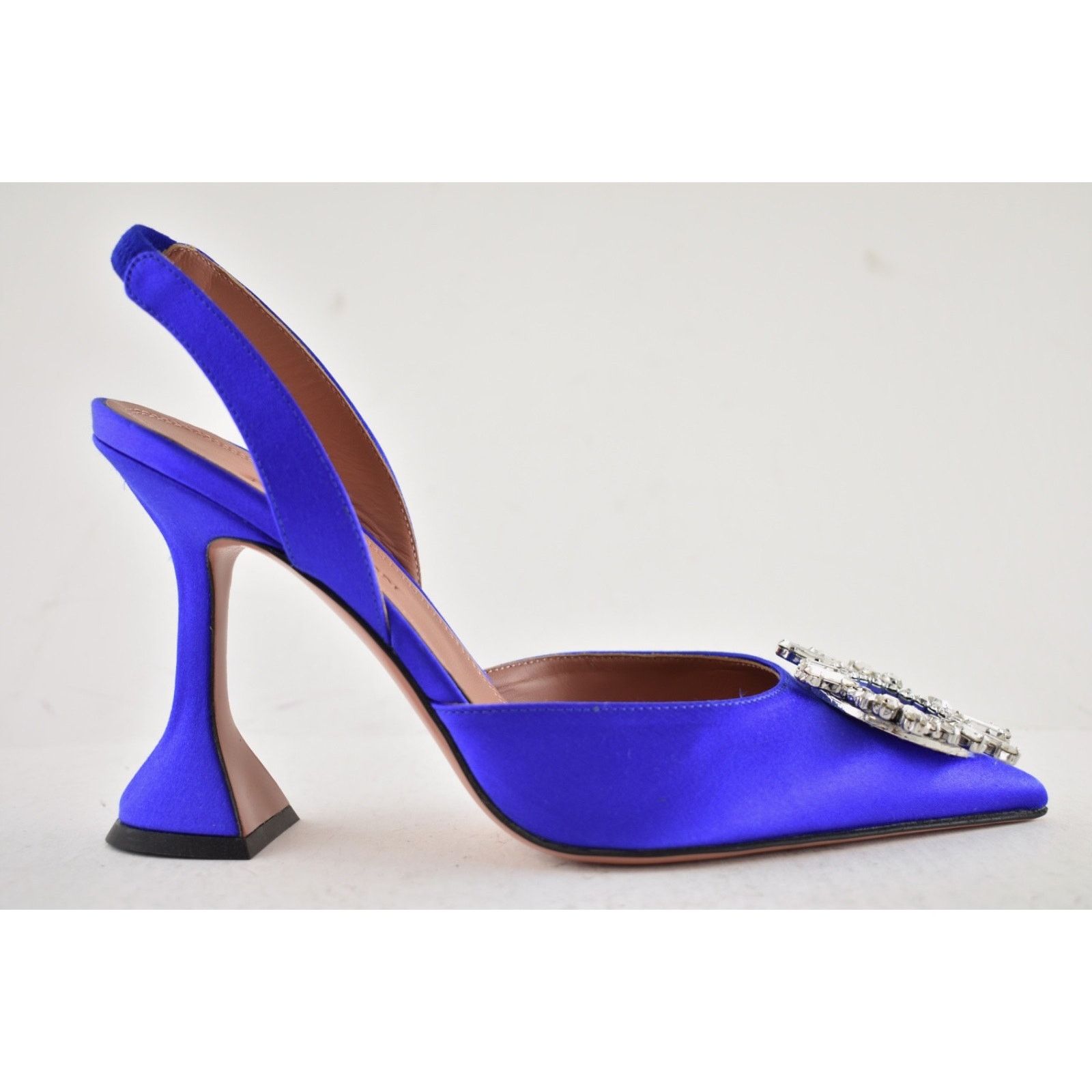 Amina Muaddi Amina Muaddi 95 Begum Sling Blue Satin Crystal Slingback Size US 9 / IT 39 - 2 Thumbnail
