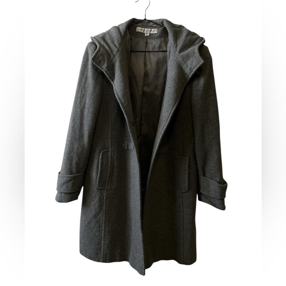 Designer Cozy Gray Hooded Coat - Stylish Outerwear Size XL / US 12-14 / IT 48-50 - 1 Thumbnail