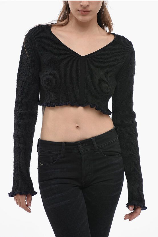 og1mm0624 Ribbed Cropped Sweater in Black