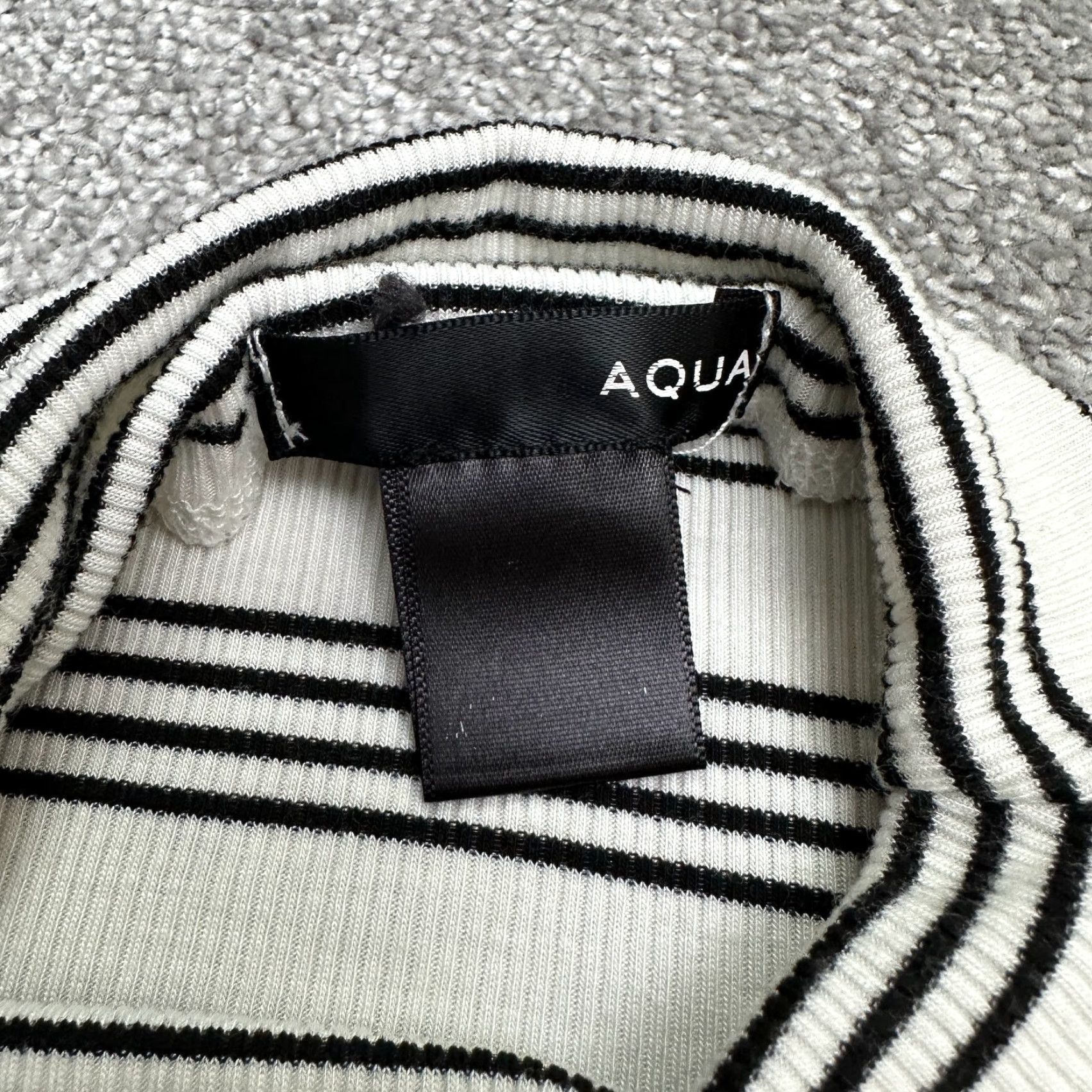 AQUA Aqua Midi A-Line Knit Dress Womens Small White Black Striped Sleeveless Mock Neck Casual Travel Summer Lightweight Size S / US 4 / IT 40 - 6 Thumbnail