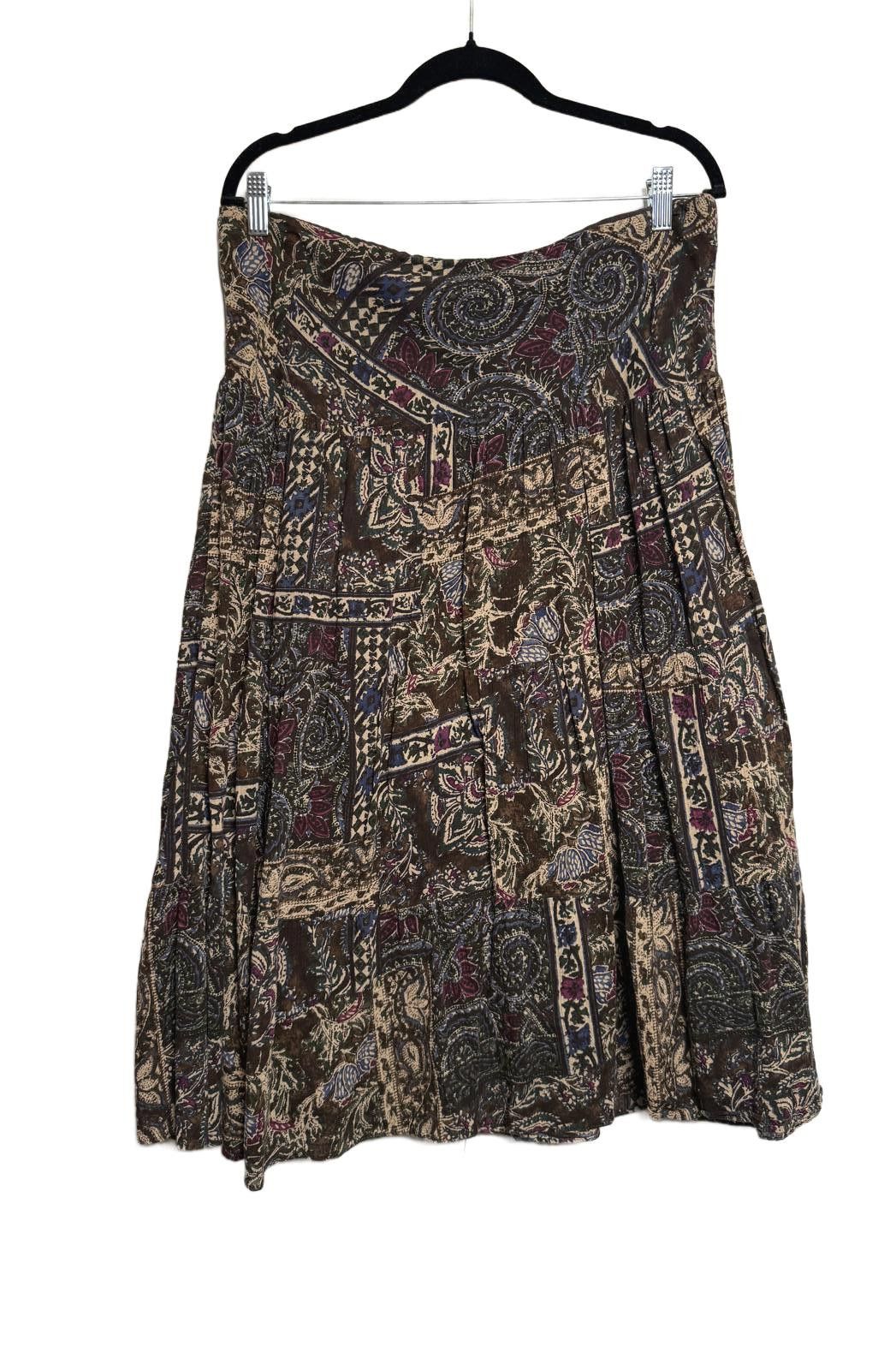 Other Brown Boho Abstarct Cotton Peasant Skirt Size 36" / US 14 / IT 50 - 2 Thumbnail