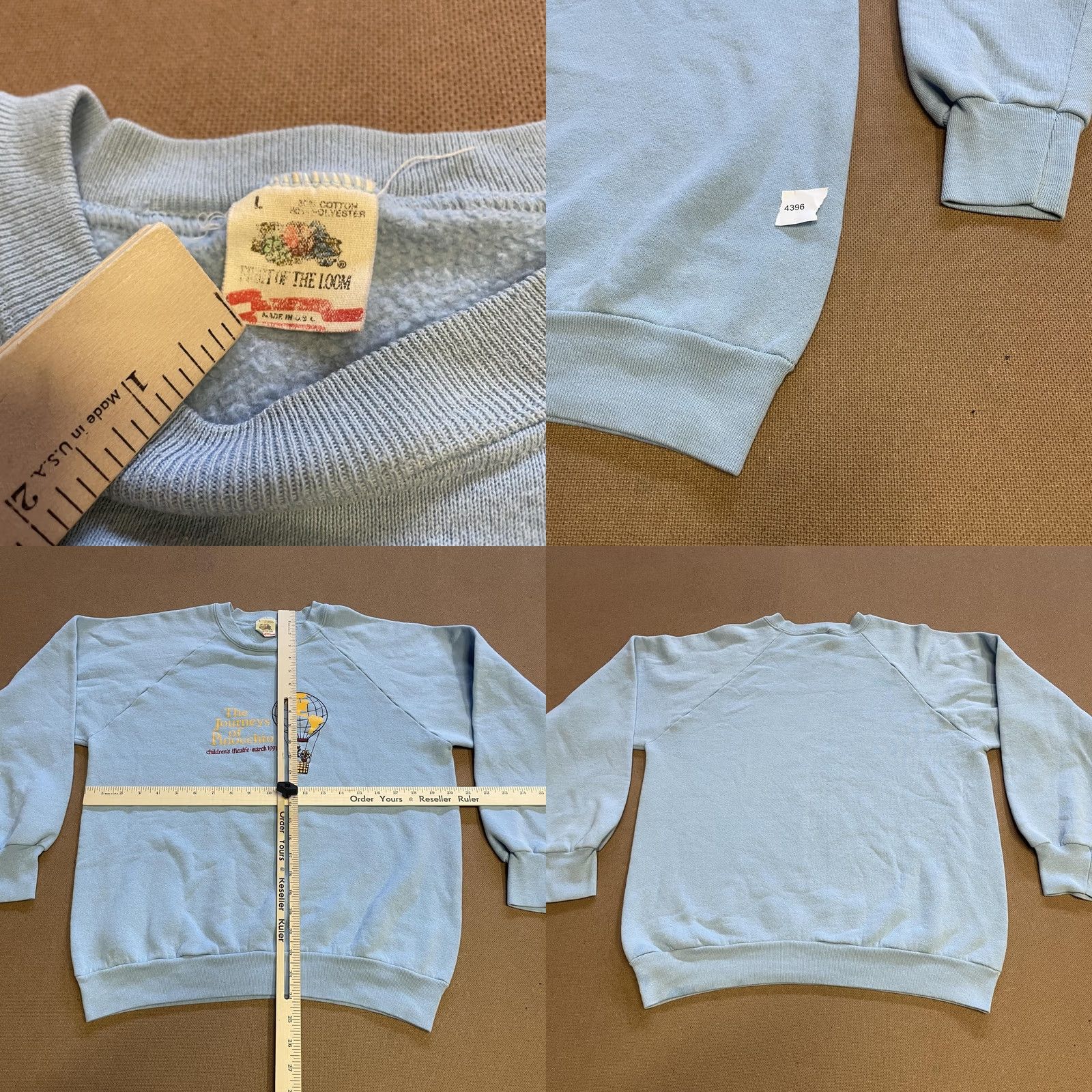 Fruit Of The Loom VINTAGE Pinocchio Sweatshirt Mens Large Blue Theatre Crewneck 1991 90s Journeys Size US L / EU 52-54 / 3 - 8 Thumbnail