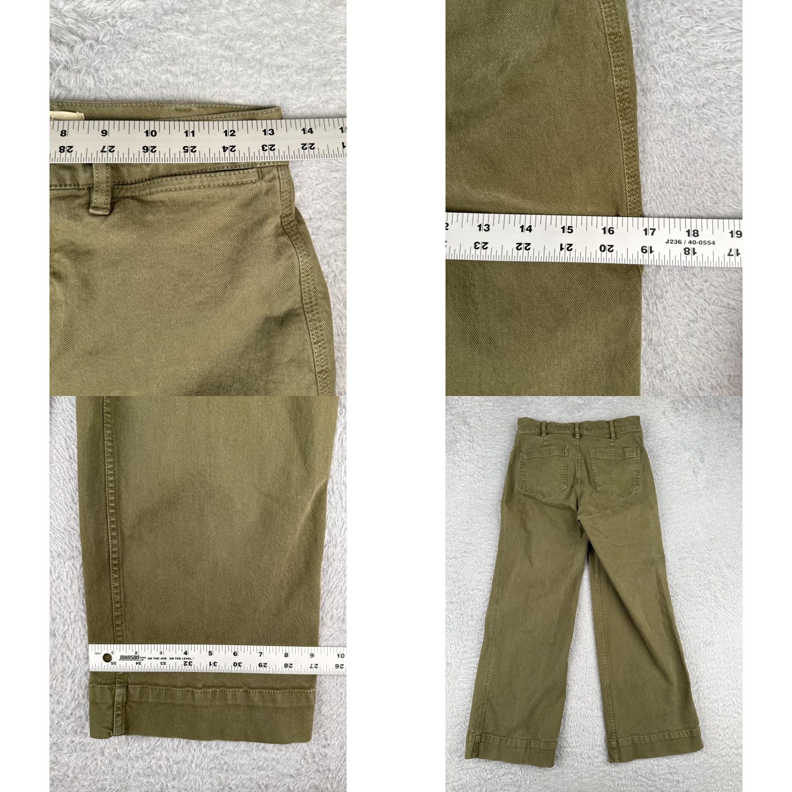 Lou & Grey Lou & Grey Jeans Womens 27 Green Denim Wide Leg Mid Rise Cotton Blend 26x25 Size 27" / US 4 / IT 40 - 9 Thumbnail