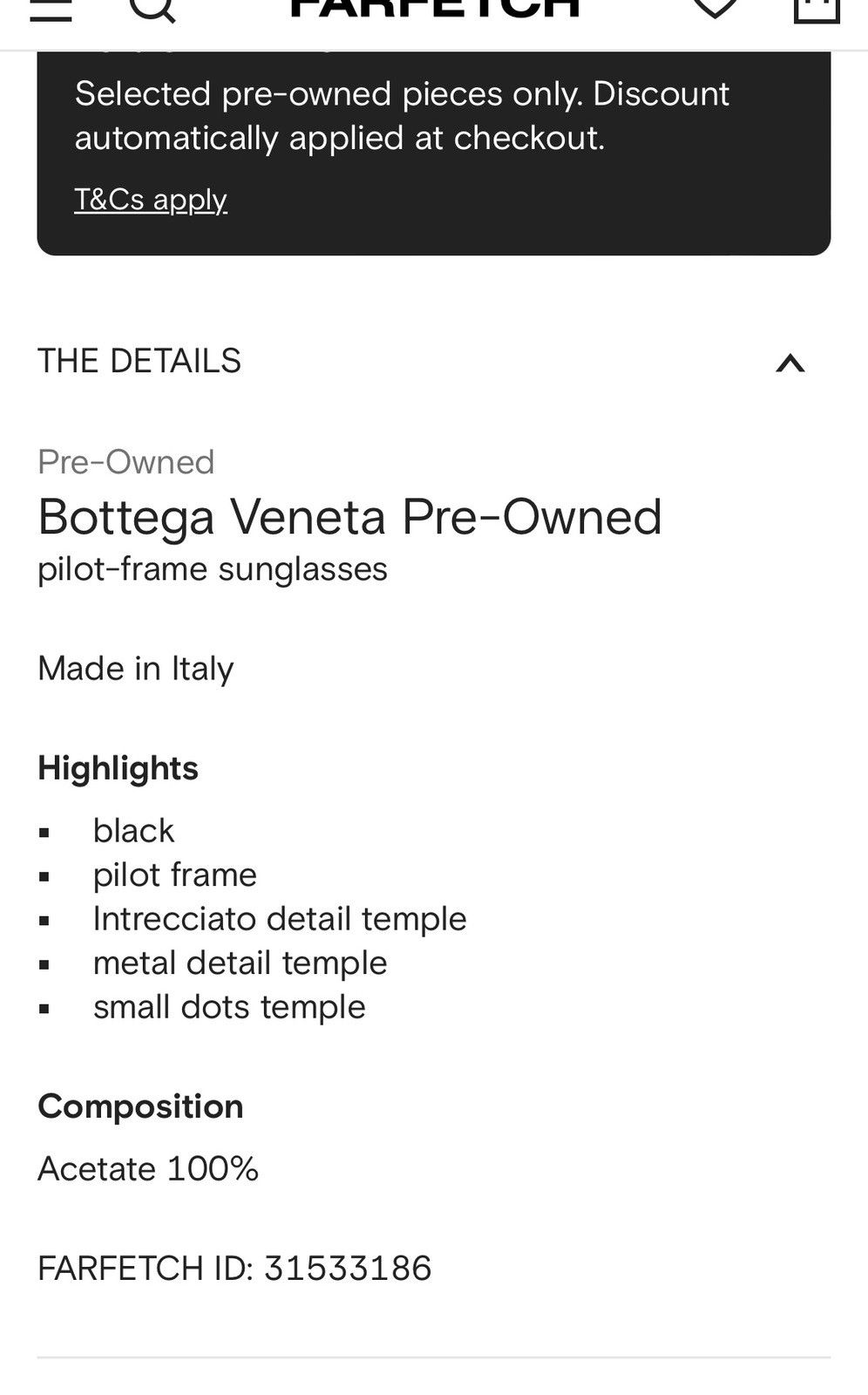 Bottega Veneta Bottega Veneta Sunglasses Leather & Silver (Prada, Gucci) Size ONE SIZE - 10 Thumbnail