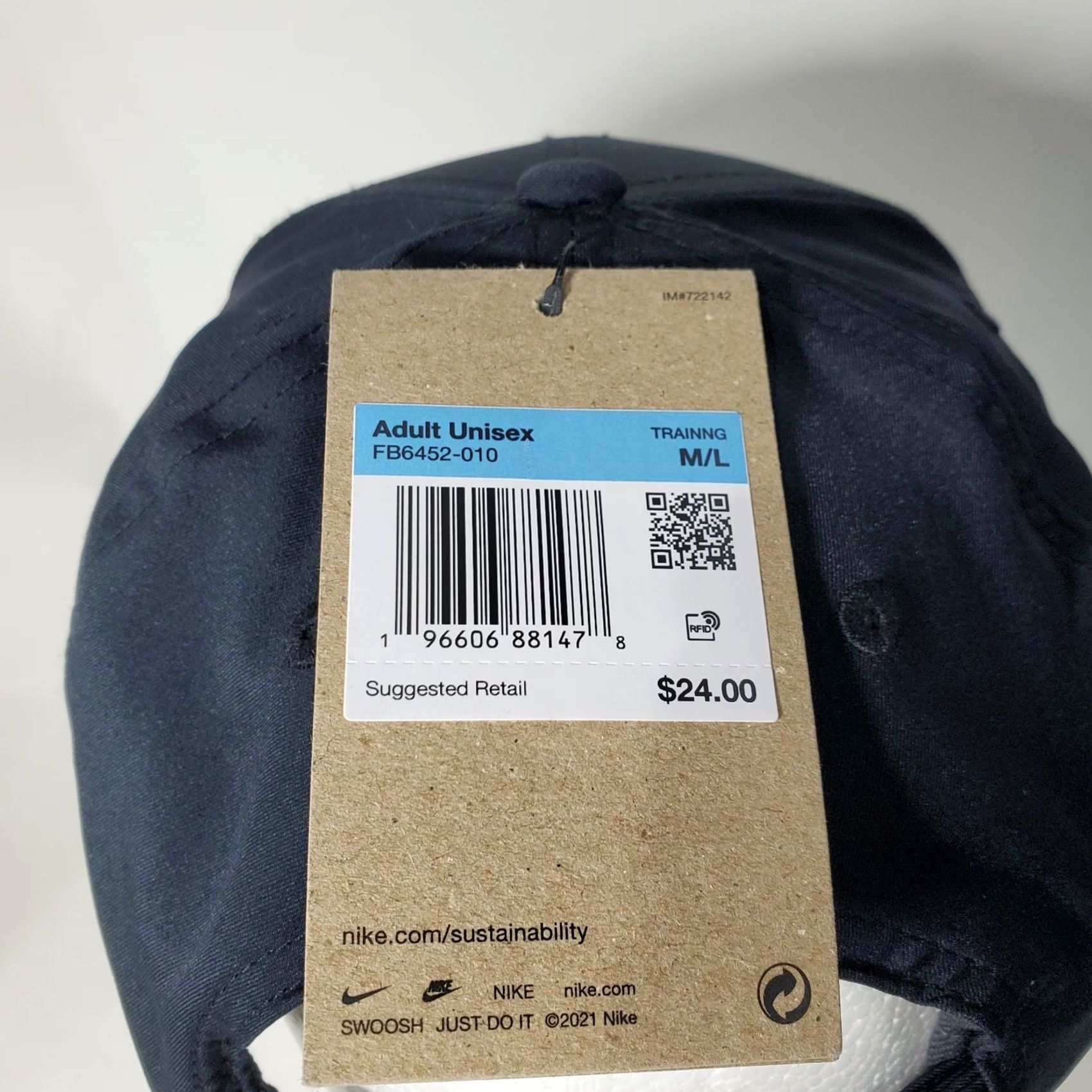 Nike Nike Club Cap Blue White Swoosh Hat Adult M/L Black Patch Strapback Size ONE SIZE - 7 Thumbnail