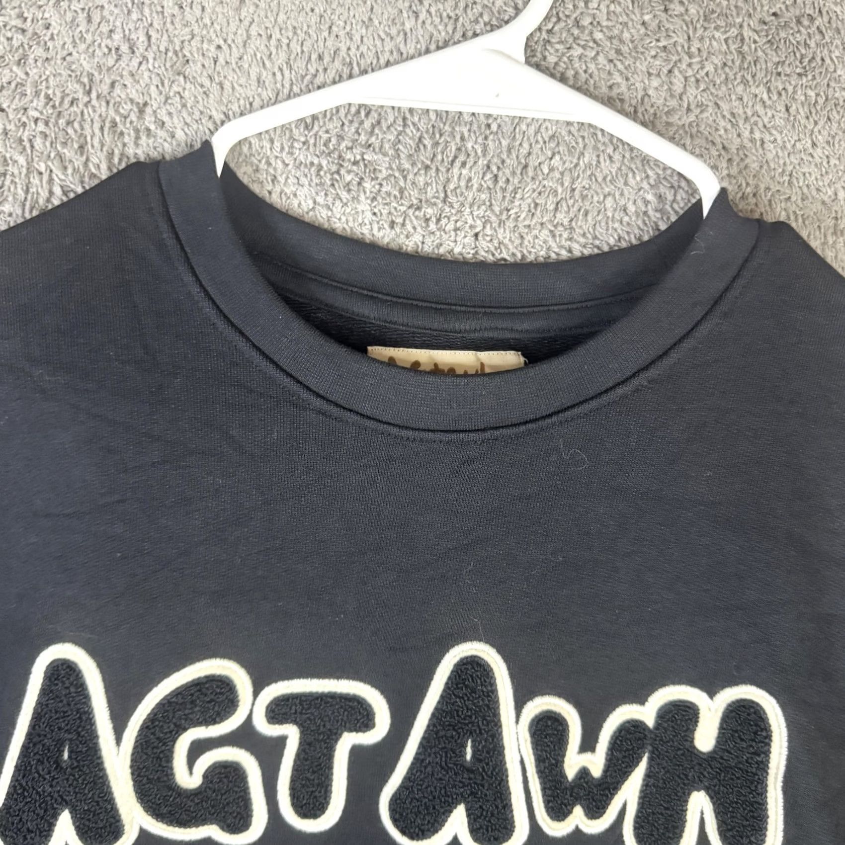 Vintage AGTAWH Sweatshirt Mens Medium Black Fleece Crewneck Pullover Chenille Logo Graphic Print Embroidered Accent Size US M / EU 48-50 / 2 - 7 Thumbnail