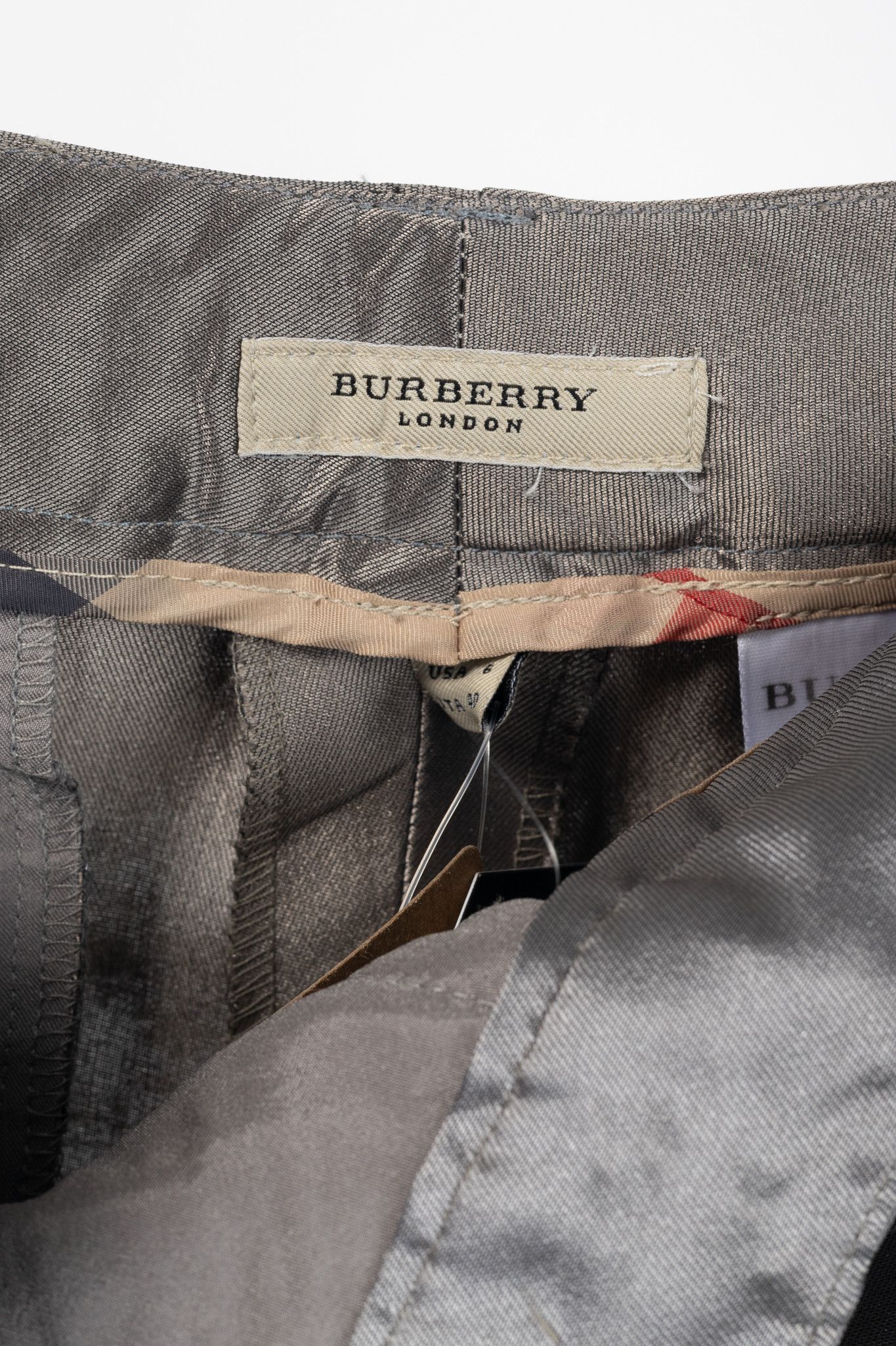 Burberry Burberry Grey Silk-Blend Taffeta Flared Trousers Size 28" / US 6 / IT 42 - 9 Thumbnail