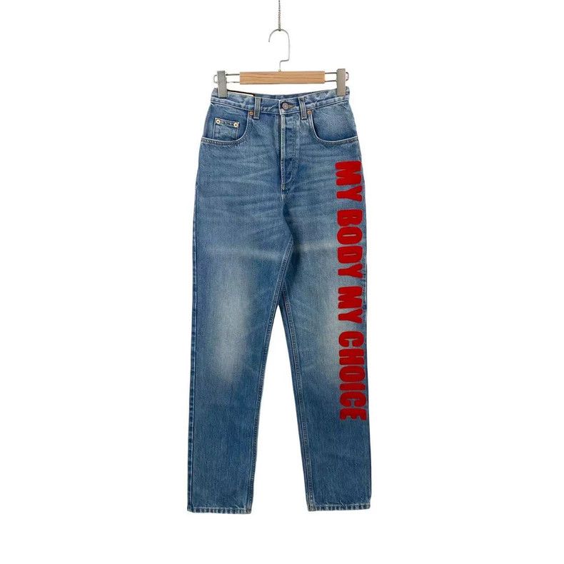 Gucci Gucci Red Logo Denim Pants Size US 26 / EU 42 - 1 Thumbnail