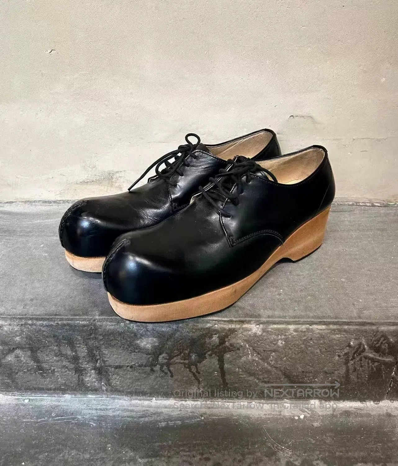 Masaki Matsushima Masaki Matsushima 1994 Wooden Sole Leather Boots. Size US 7 / IT 37 - 3 Thumbnail