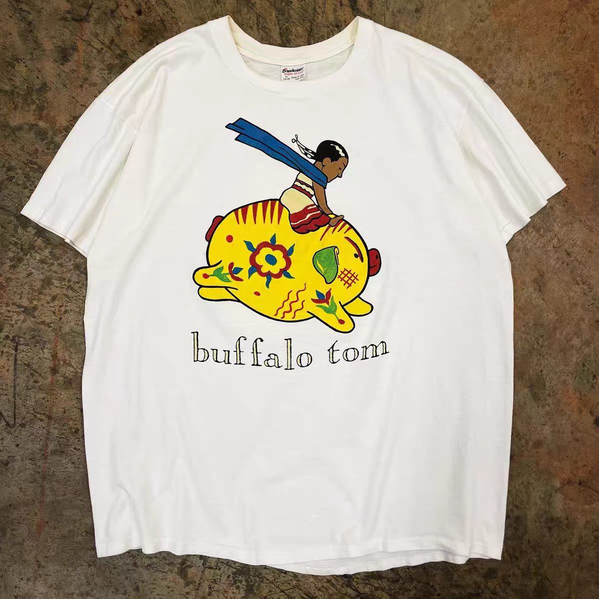 Vintage White washed retro cartoon print t-shirt Size US M / EU 48-50 / 2 - 1 Thumbnail