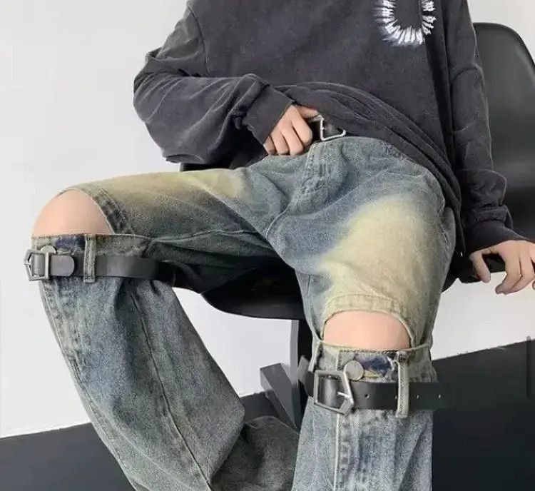 Japanese Brand Belt Hollow Flare Vintage Design Jeans Size US 30 / EU 46 - 4 Thumbnail