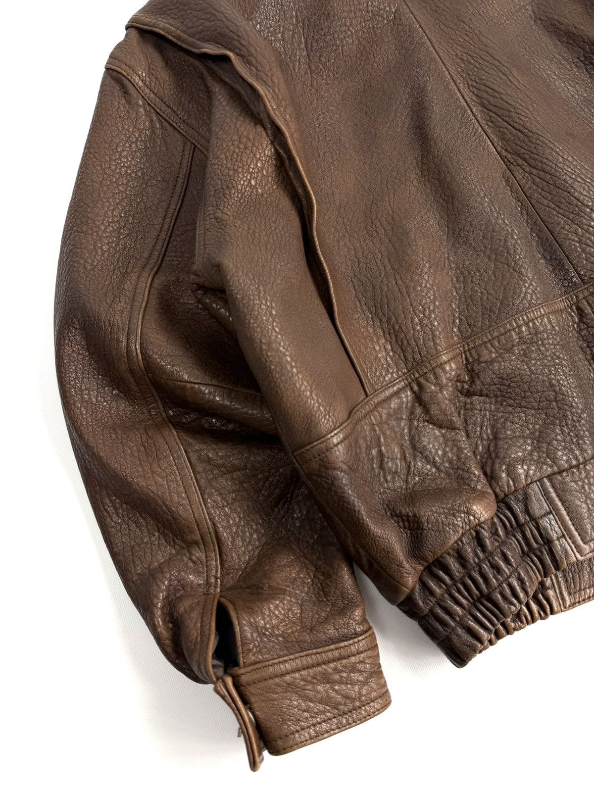 Japanese Brand St Michael Vintage Leather Aviation Bomber Jacket Japanese Size US L / EU 52-54 / 3 - 17 Thumbnail