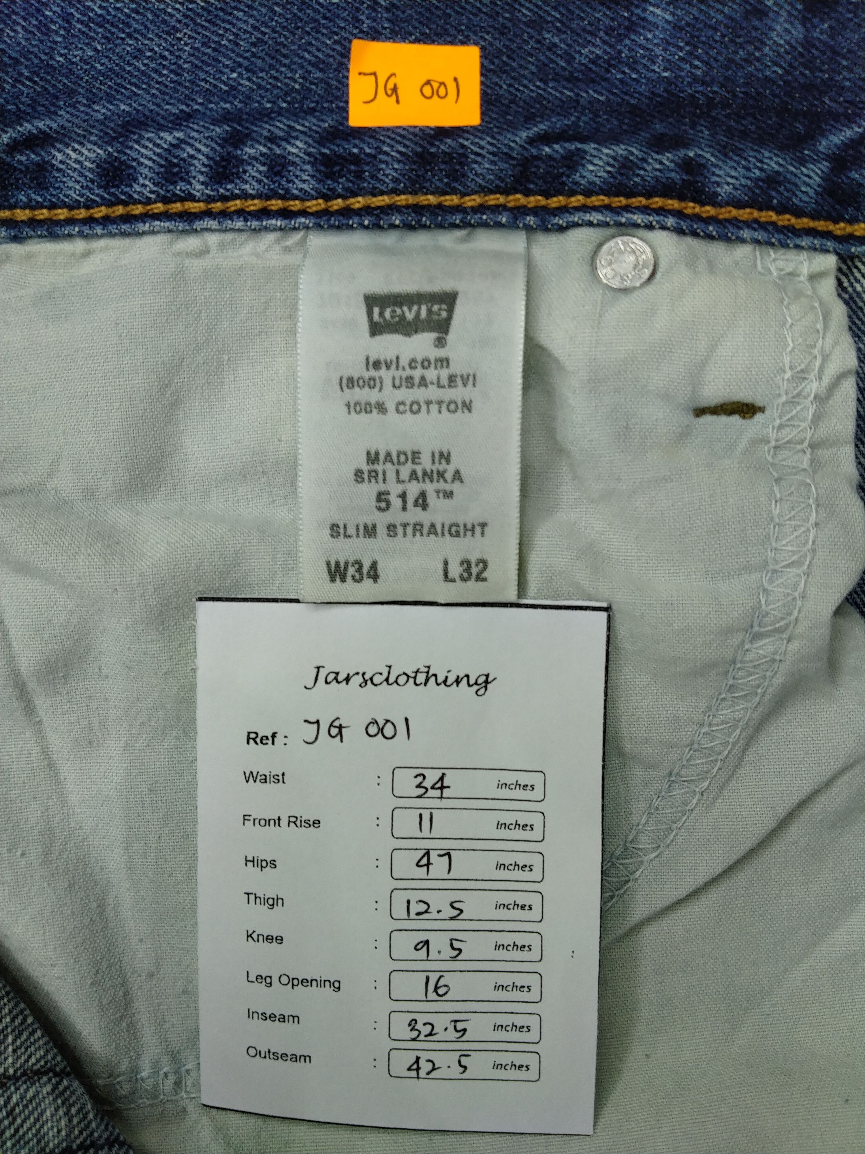 Levi's Blue Wash Vintage Classic Levi's 514 34x32.5 Denim -JG001 Size US 34 / EU 50 - 8 Thumbnail