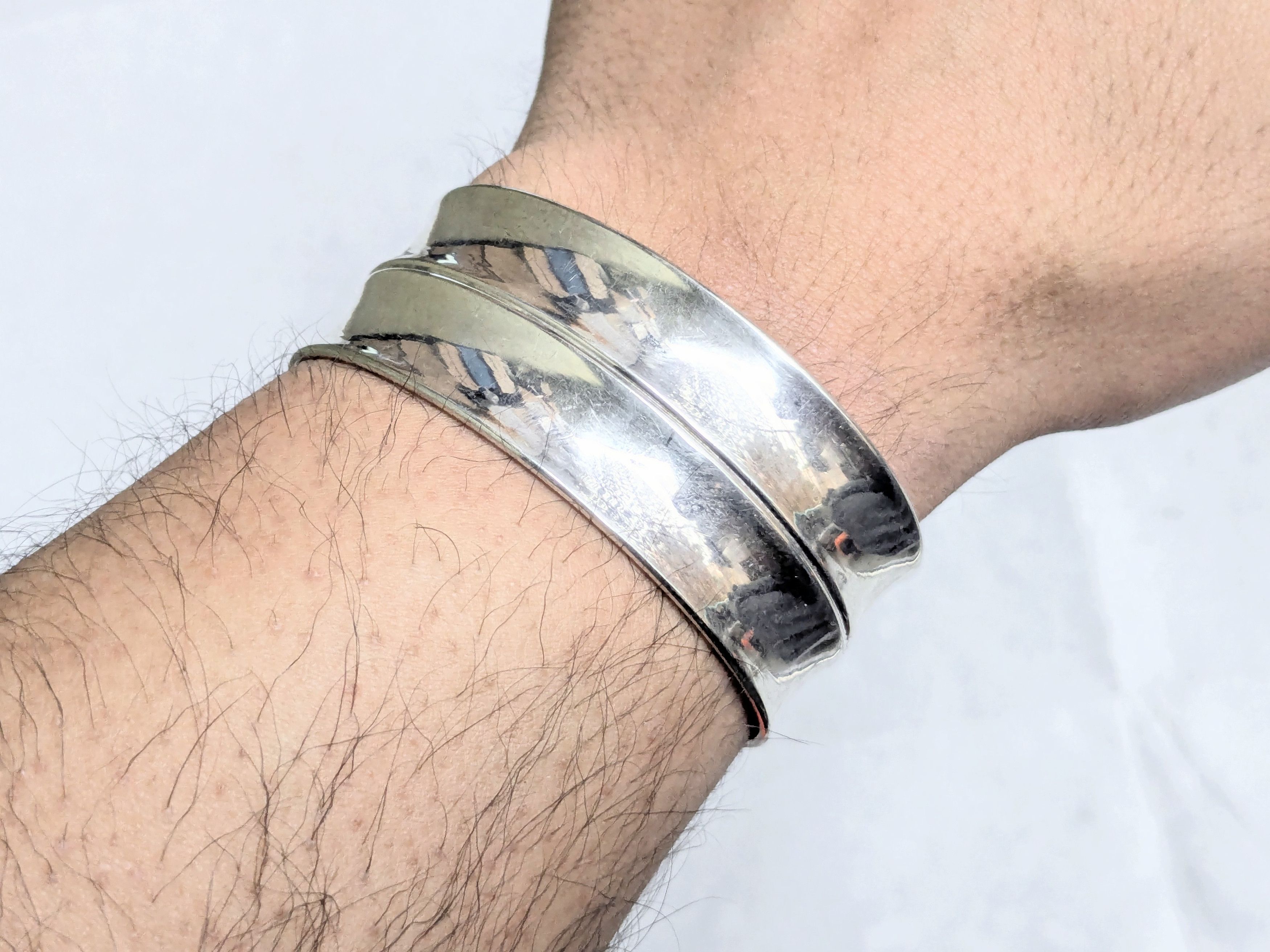 Jewelry Vintage Sterling Silver Cuff Bracelet 6" Italy Size ONE SIZE - 12 Thumbnail
