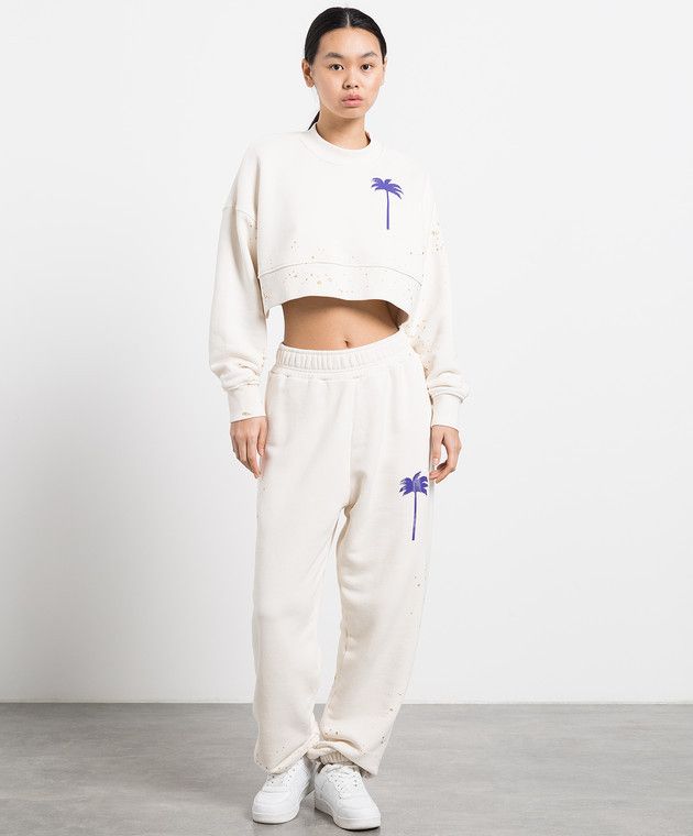 Palm Angels o1mle0425 Pxp Painted Sweatpants in Butter Size 28" / US 6 / IT 42 - 2 Thumbnail