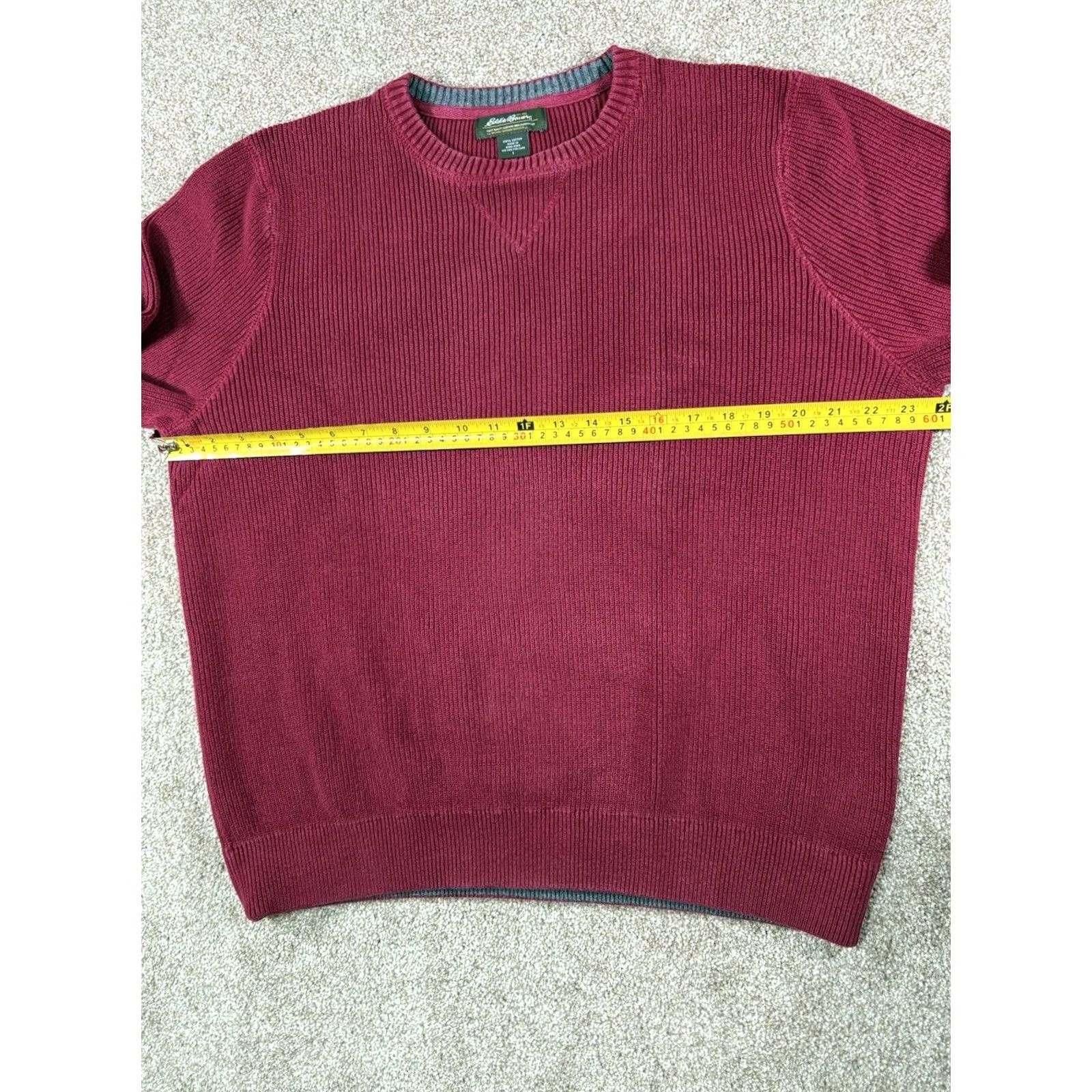 Eddie Bauer VINTAGE Eddie Bauer Sweater Mens L Red Ribbed CrewNeck 100% Cotton Knit Pullover Long Sleeve Casual 90s Retro USA Mens Size US L / EU 52-54 / 3 - 6 Thumbnail