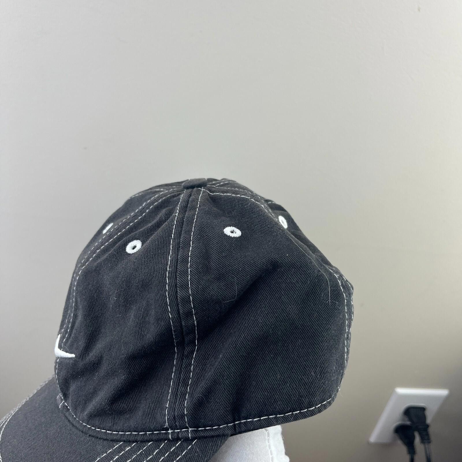 Nike Vintage Y2K Nike Swoosh Black Strapback Hat Size ONE SIZE - 4 Thumbnail