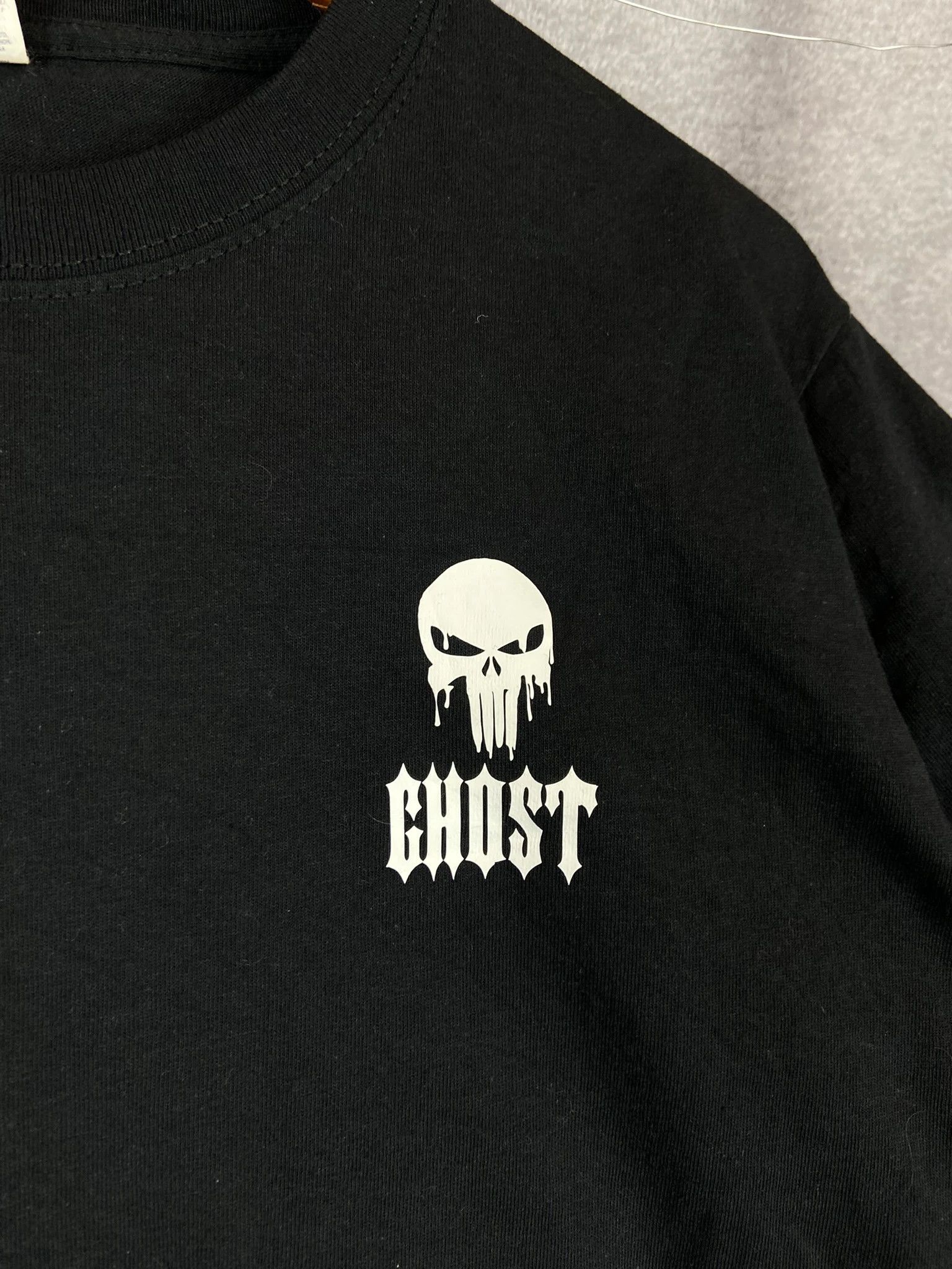Vintage Ghost Black Skull Logo Tee M – Minimalist Gothic Streetwear Size US M / EU 48-50 / 2 - 2 Thumbnail