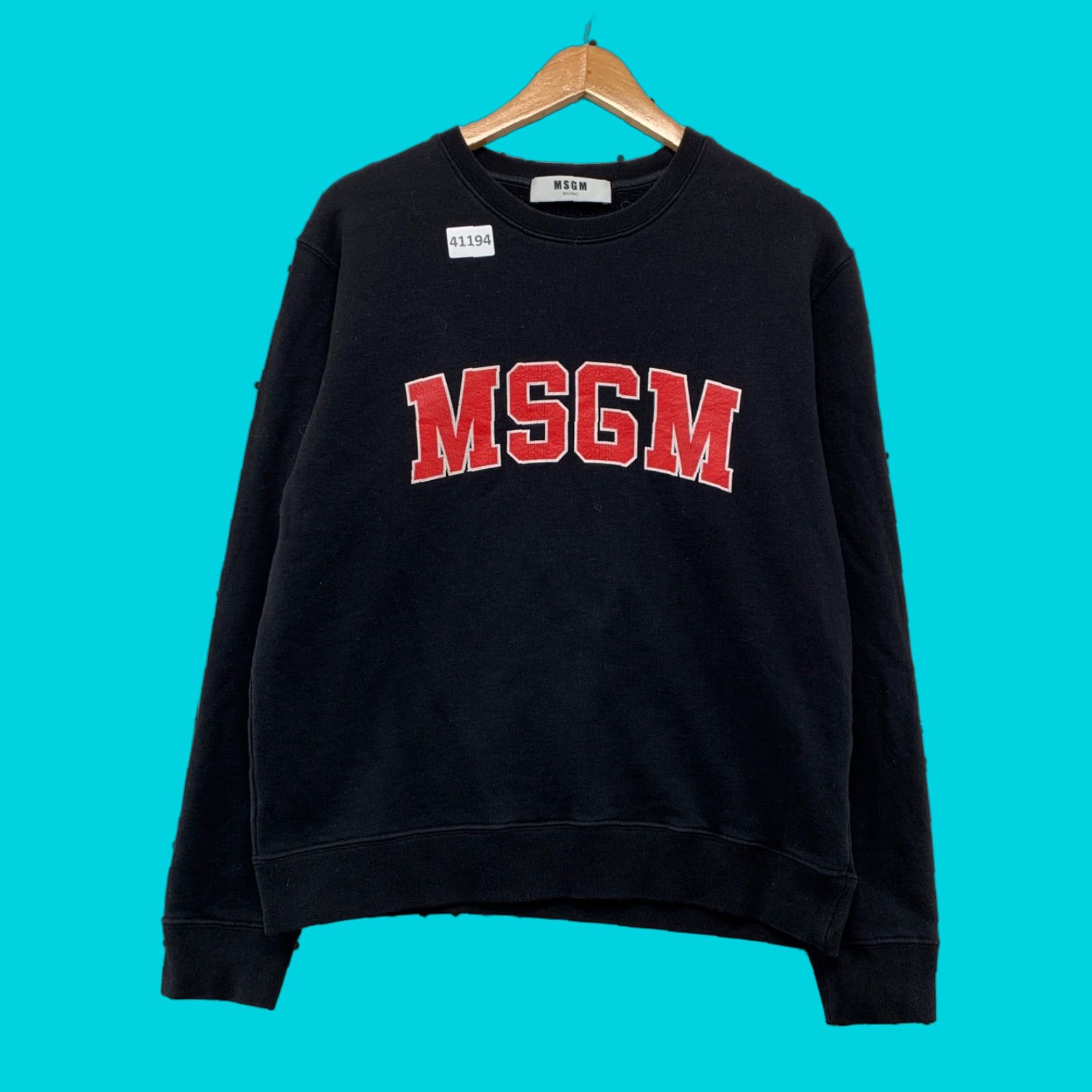 VINTAGE MSGM Milano Crewneck Sweatshirt Womens Medium Red Fleece Activewear Long Sleeve Colorful Made in Italy