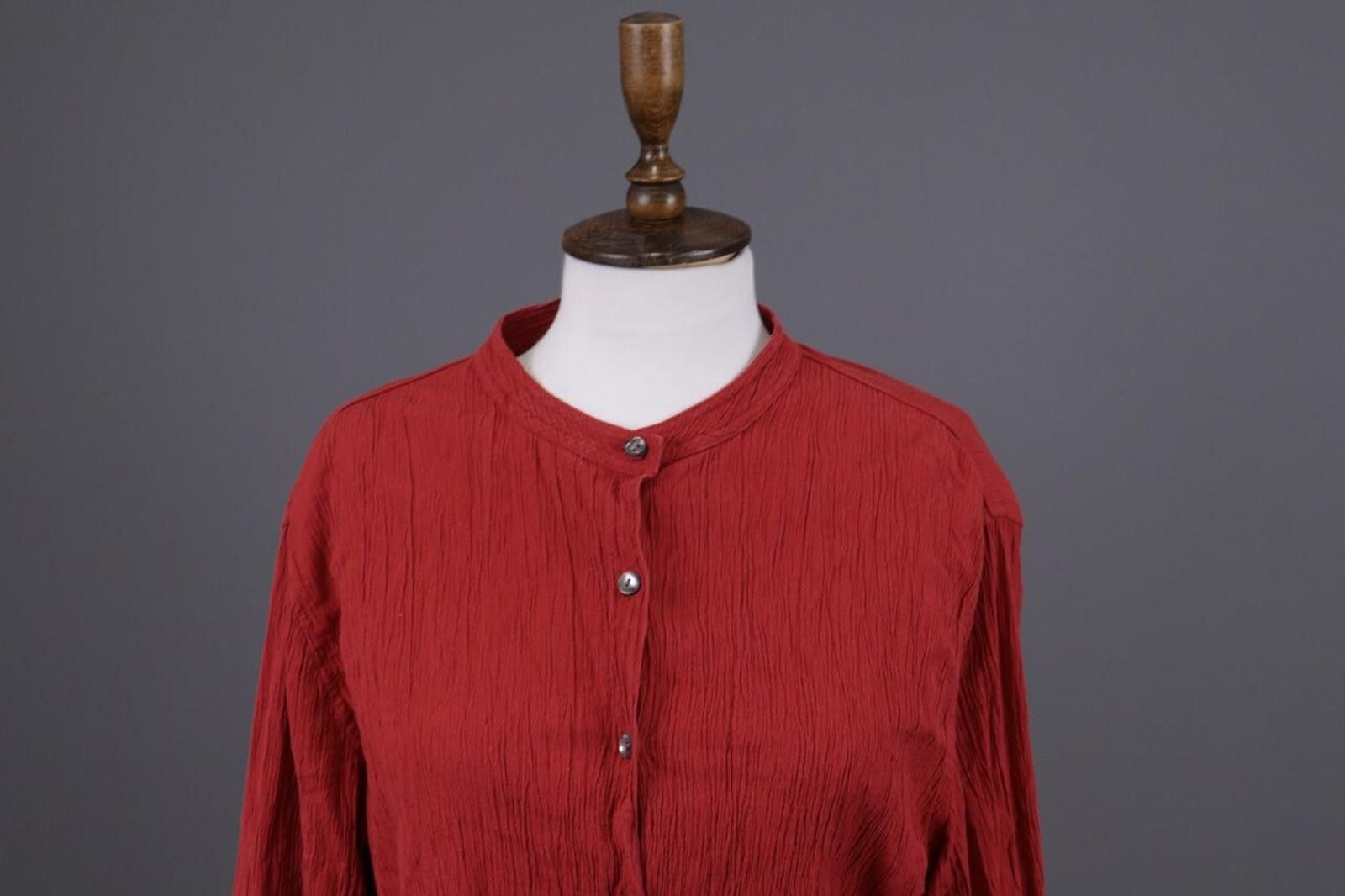 Designer Gudrun Sjoden Red Button Down Top Shirt Size XL Size XL / US 12-14 / IT 48-50 - 2 Thumbnail