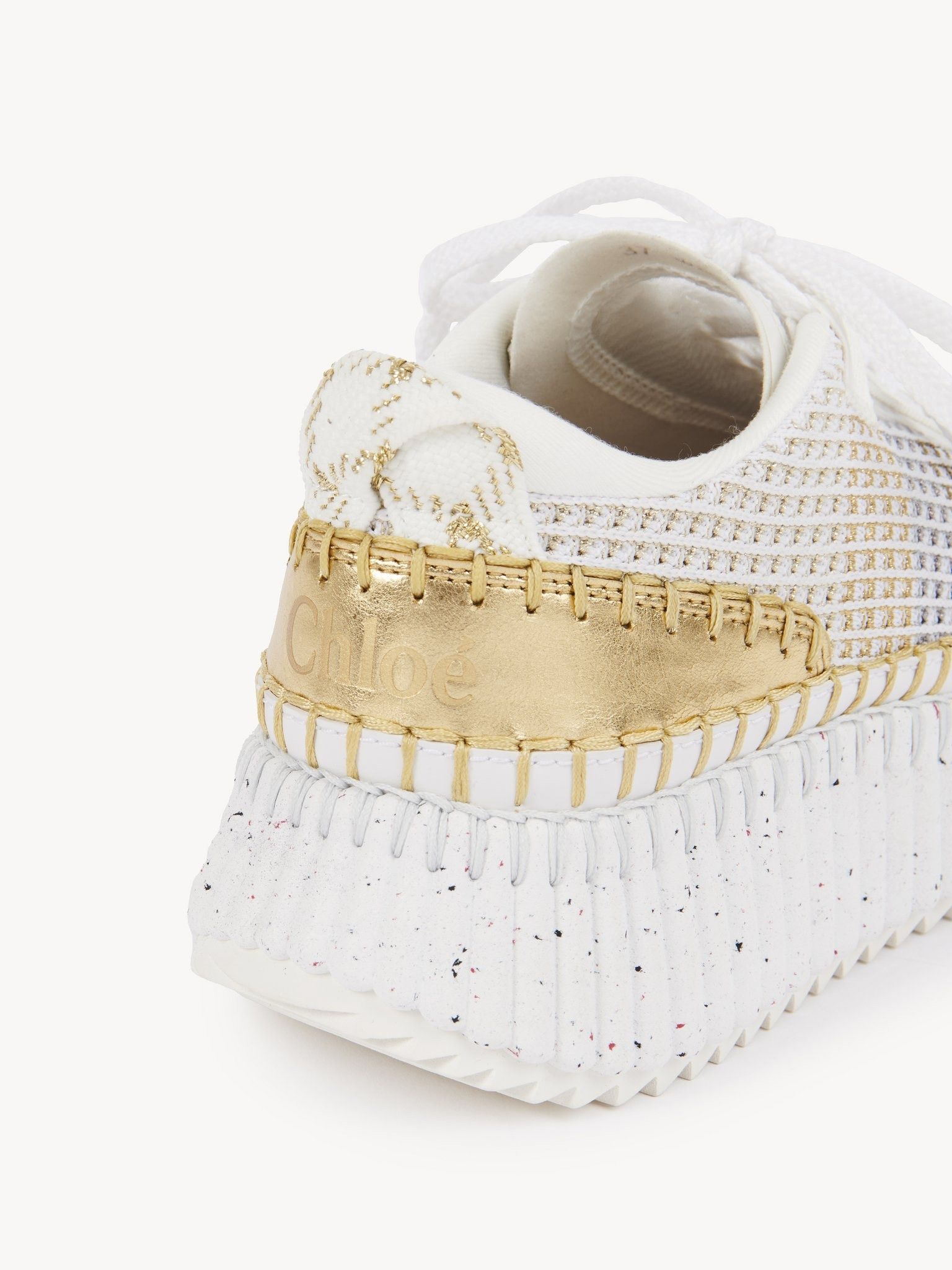 Chloe oc11z0625 Nama Sneakers in White/Gold Size US 8 / IT 38 - 5 Thumbnail