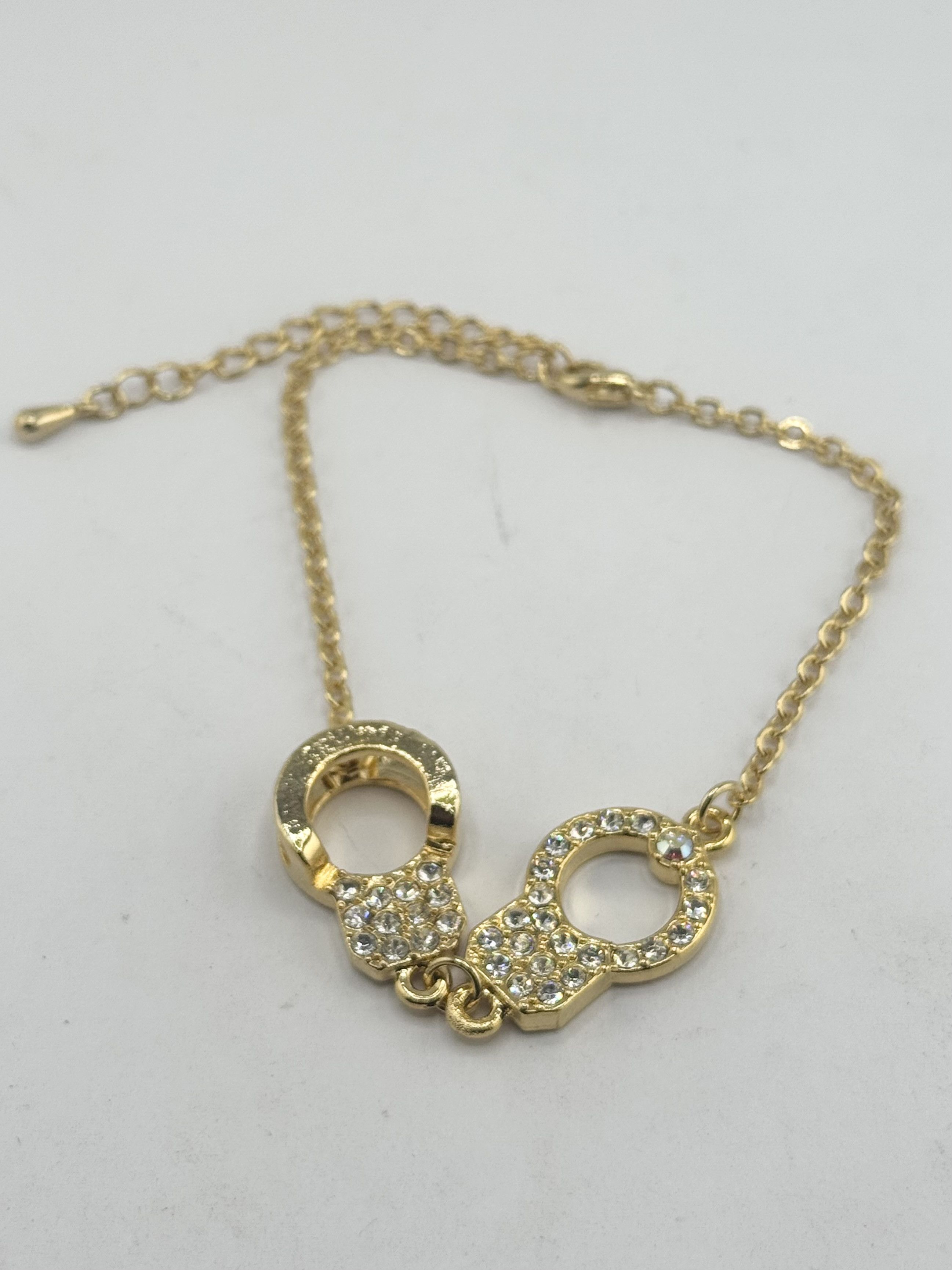Vintage Rhinestone handcuff gold tone anklet Size ONE SIZE - 2 Thumbnail