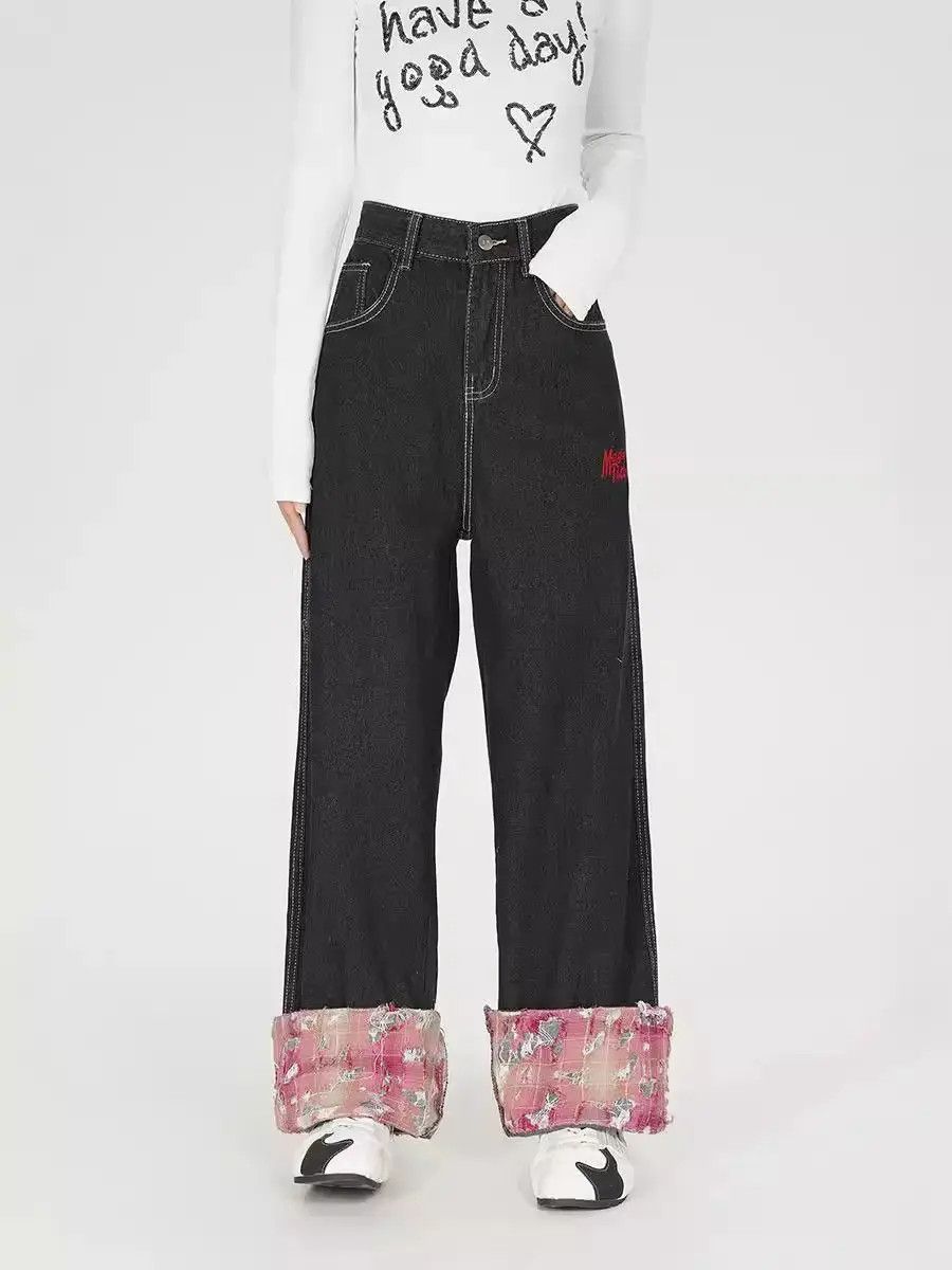 Japanese Brand Retro loose fit patchwork wide leg jeans Size US 32 / EU 48 - 2 Thumbnail
