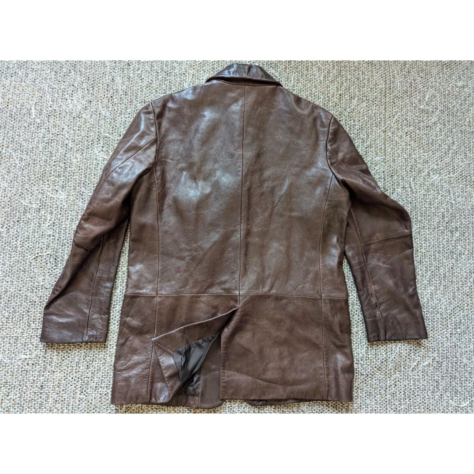 Banana Republic VINTAGE Banana Republic leather COWHIDE blazer coat L brown PATINA jacket 42L Size 42R - 2 Thumbnail
