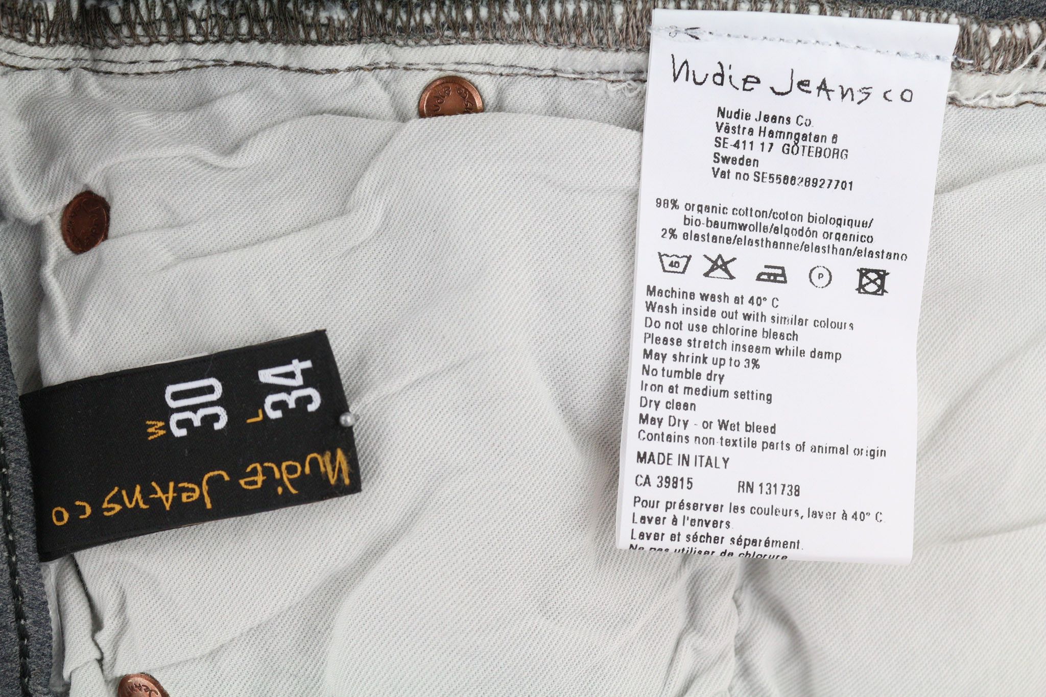 Nudie Jeans TIGHT LONG JOHN W30/L34 Organic Charcoal Logo Zip 80704 Size US 30 / EU 46 - 6 Thumbnail