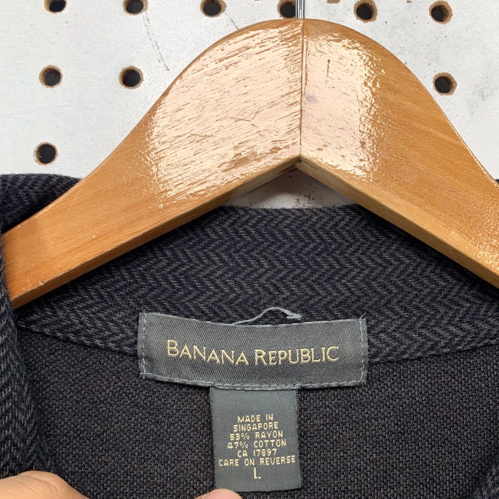 Banana Republic VINTAGE Banana Republic Polo Mens Large Black Herringbone Heavyweight Y2K Size US L / EU 52-54 / 3 - 3 Thumbnail