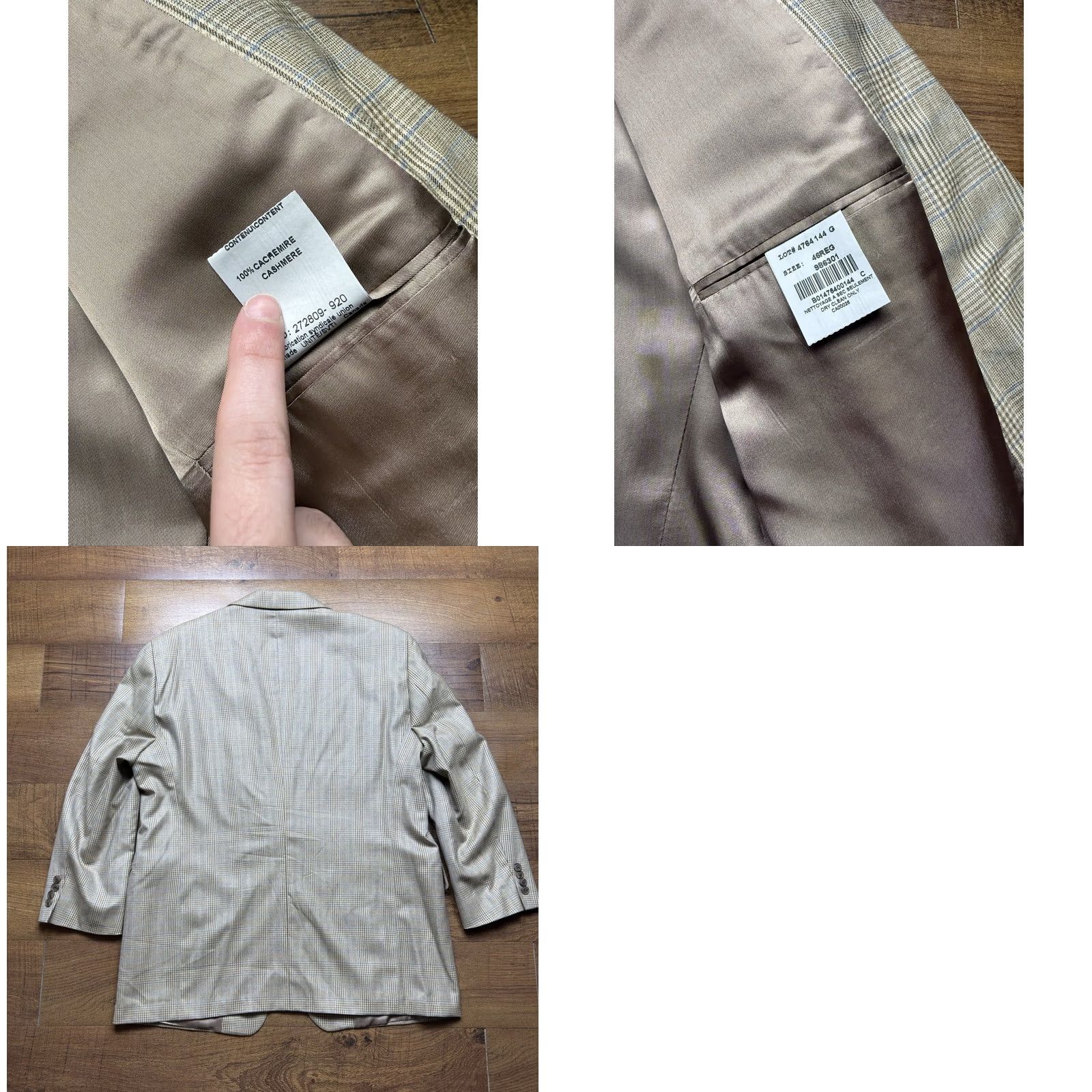 Vintage Arnold Brant 100% Cashmere Blazer Windowpane Striped Sport Coat - 46R Mens Jacket Size 46R - 8 Thumbnail