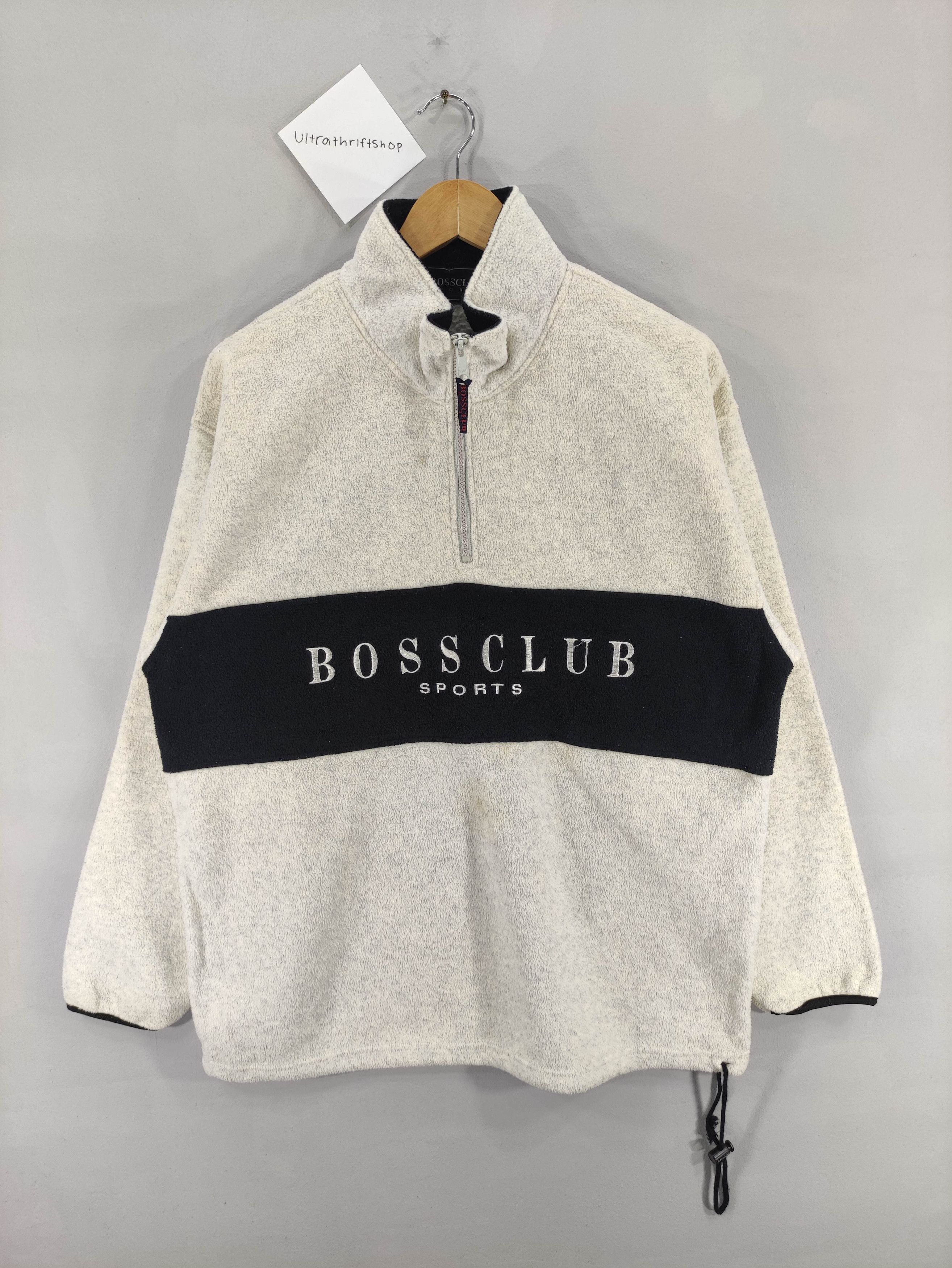 Vintage Vintage BossHugo Fleece Sweater Big Logo Half Zip Size US L / EU 52-54 / 3 - 1 Thumbnail