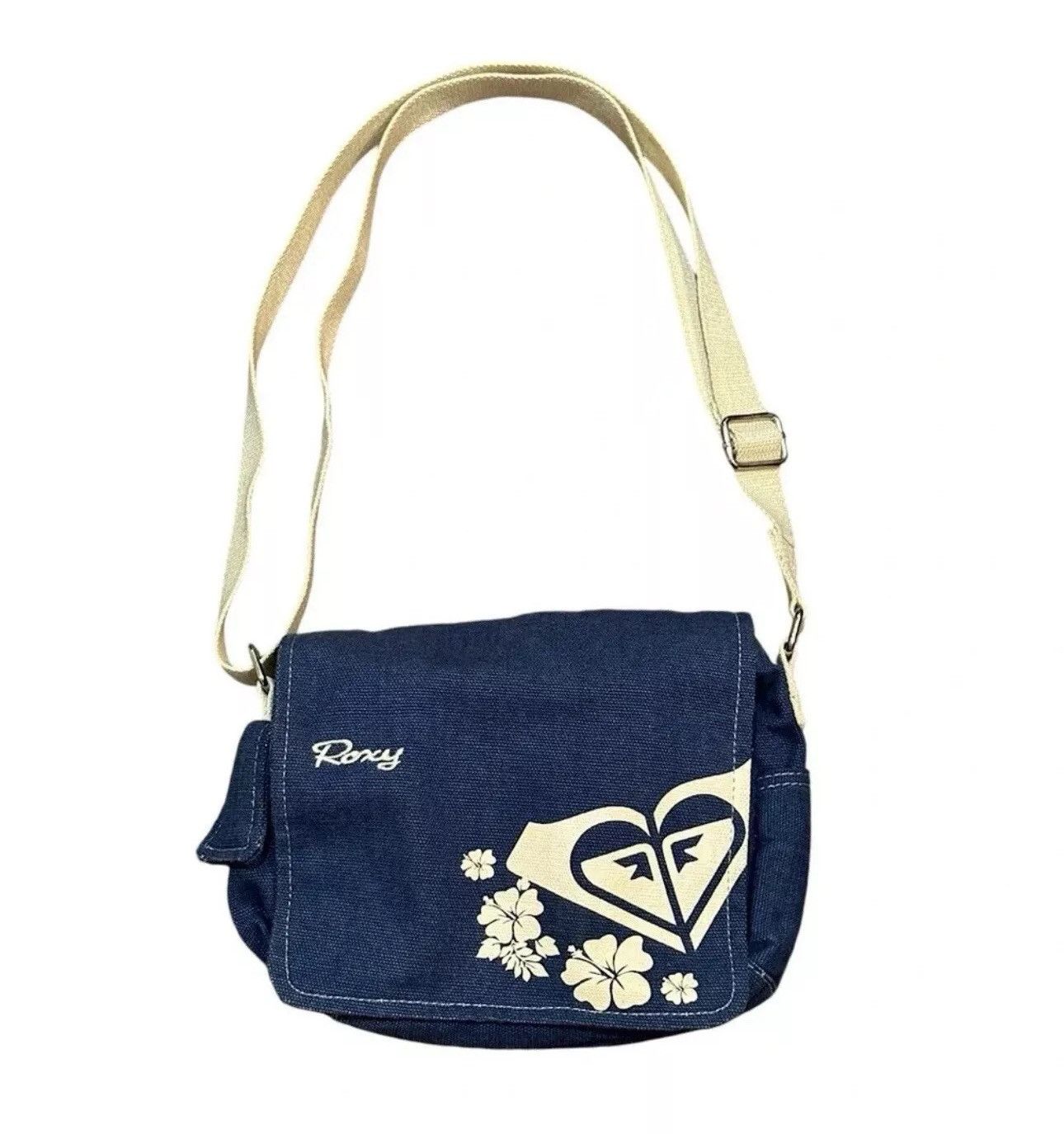 Avant Garde Roxy Blue & White Hawaiian Tropical Floral Crossbody Bag, Women's