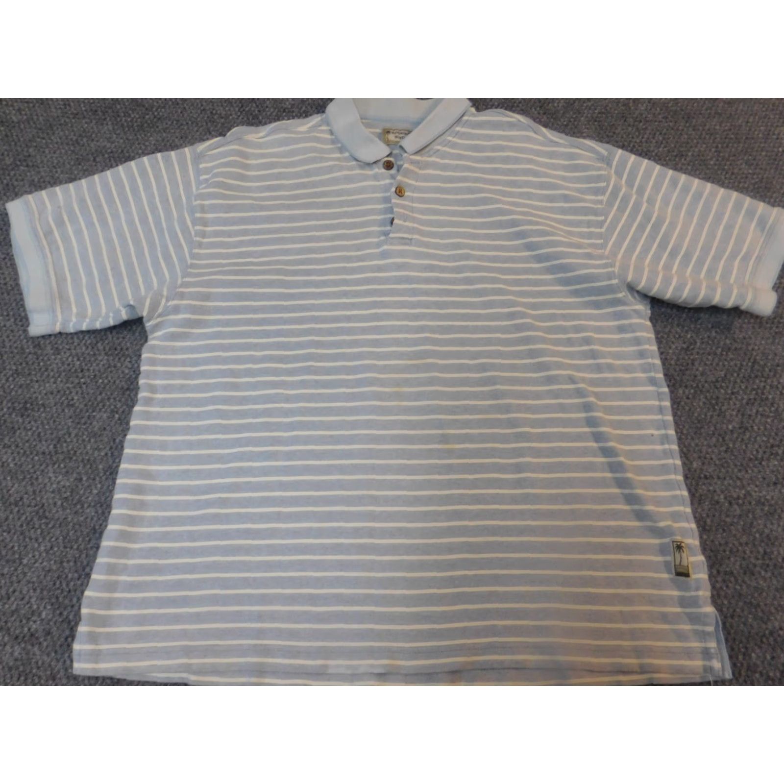 Vintage Bungalow Brand Polo Shirt Mens Large blue striped Short Sleeve Knit Cotton Polyester Classic Regular Casual Size US L / EU 52-54 / 3 - 2 Thumbnail