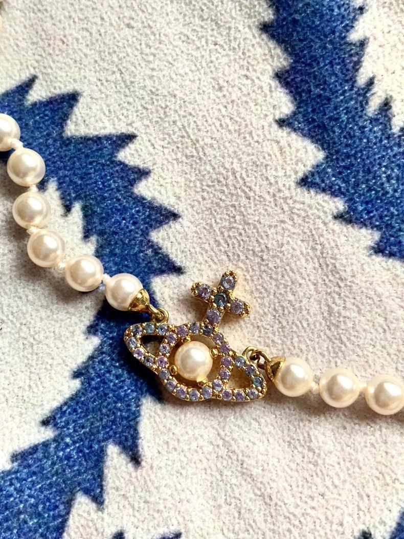 Vivienne Westwood Vivienne Westwood Pearl Saturn necklace Size ONE SIZE - 7 Thumbnail