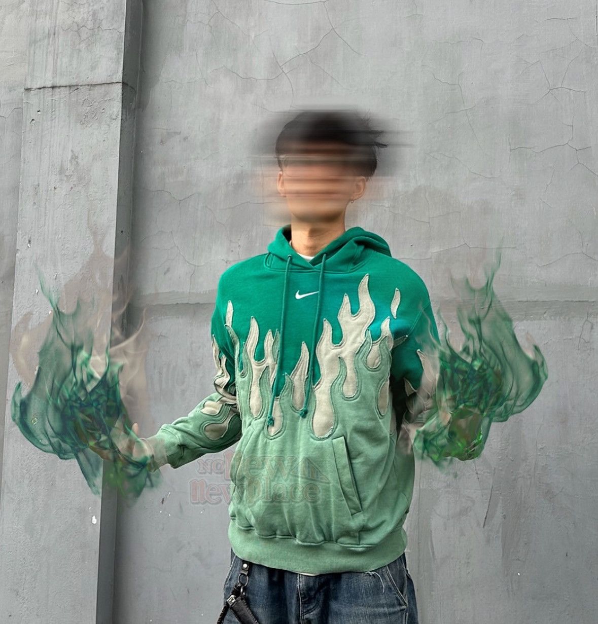 Nike Nike Center Hoodie Double flame green “Spiegel” 589 Reworked Size US M / EU 48-50 / 2 - 7 Thumbnail