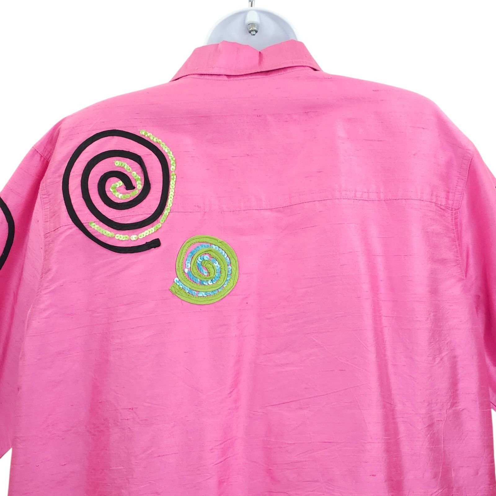Other Bleu Bayou Silk Shacket L Pink Sequin Swirl Maximalist 90s Size L / US 10 / IT 46 - 13 Thumbnail