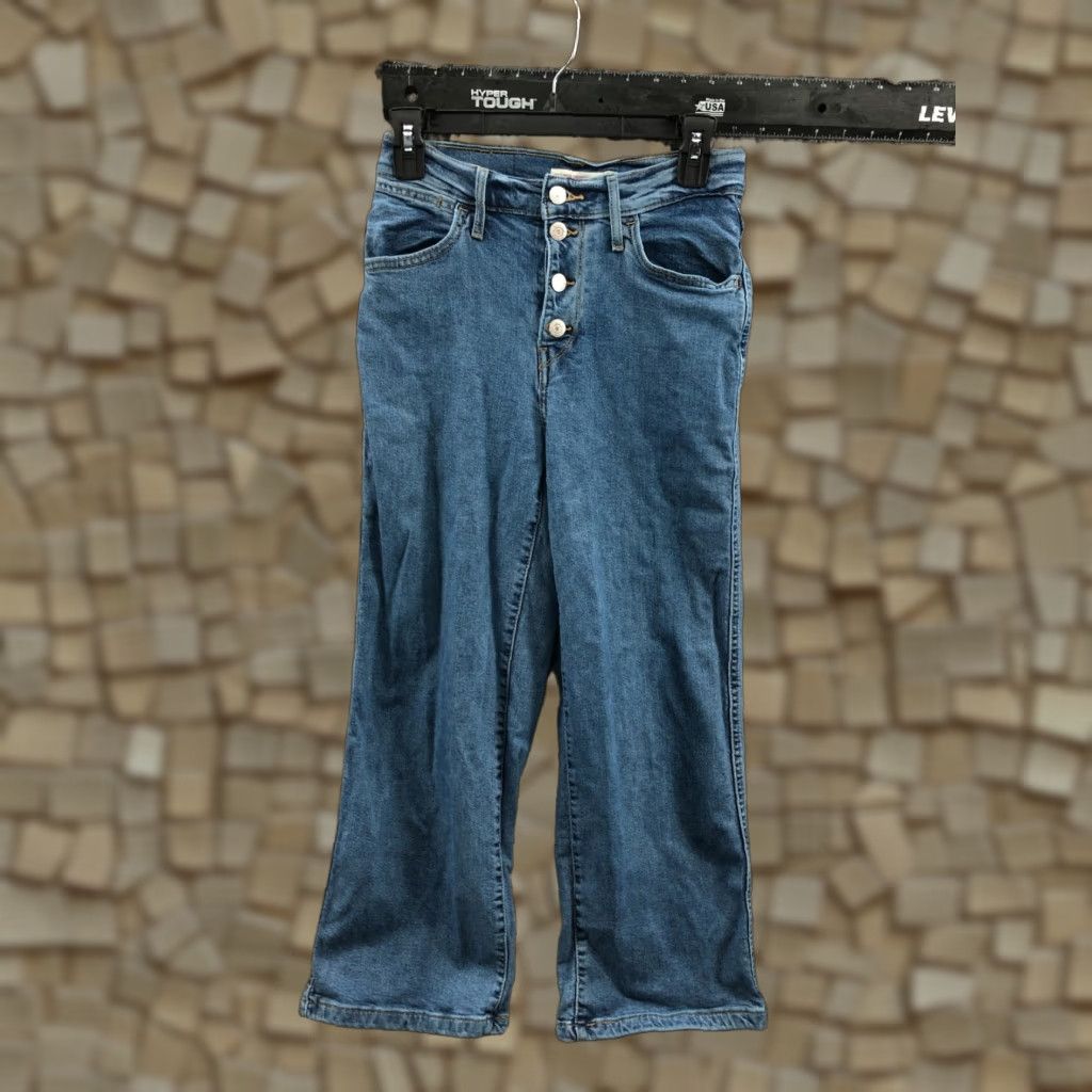 Levi's VINTAGE Levis Mile High Cropped Wide Leg Jeans Womens Medium Wash Blue 25 Regular Jeans Size 42" / US 20 - 1 Thumbnail
