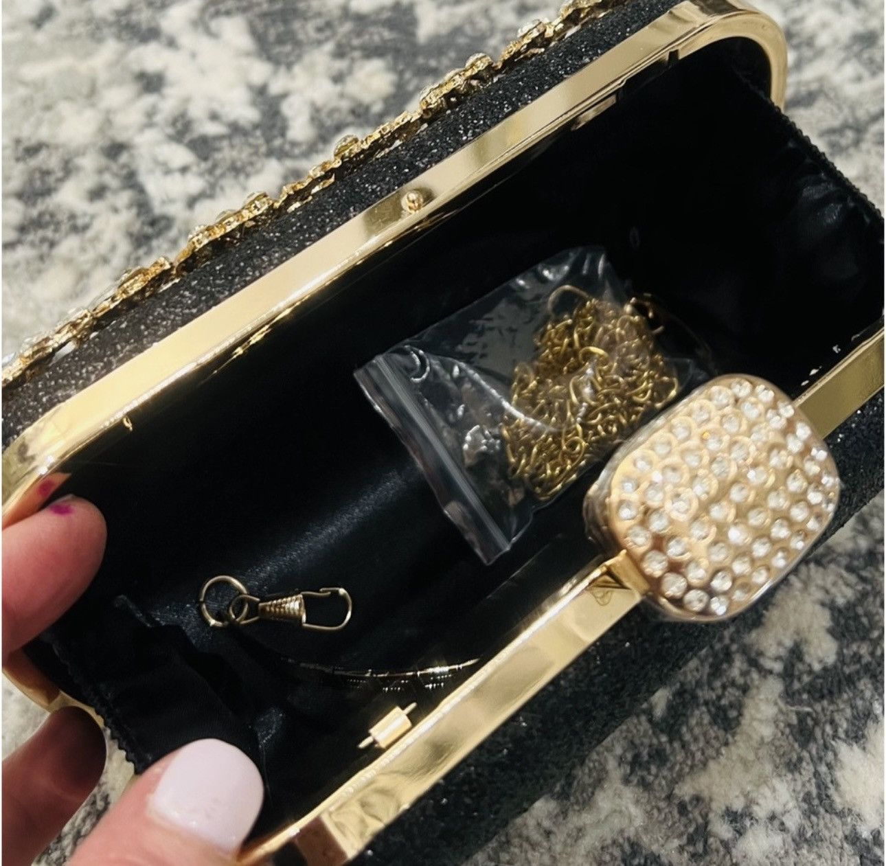 Other Black & Gold Crystal Diamond Evening Bag Size ONE SIZE - 6 Thumbnail