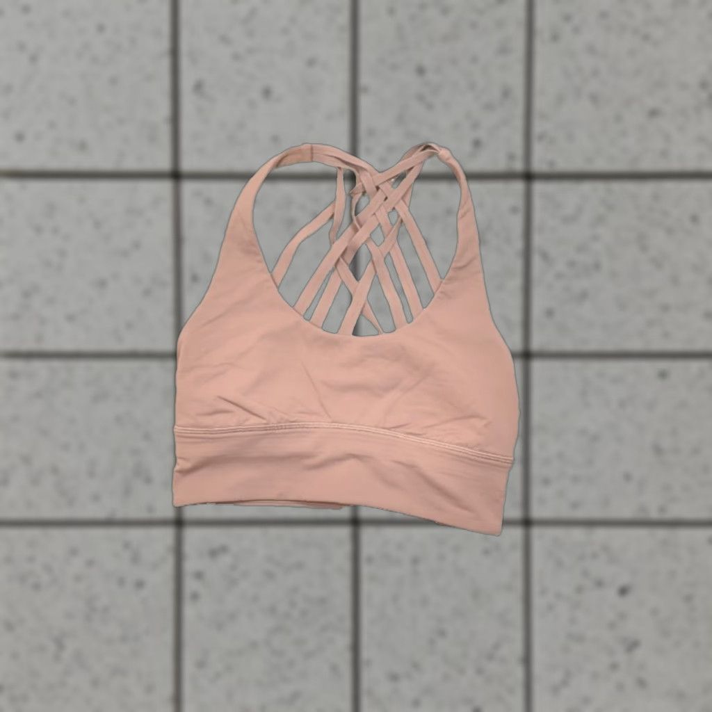 Lululemon Pink Athletic Strappy Back Yoga Sports Bra Top Activewear Size 2 Womens Racerback Tank Sleeveless Built-In Bra Pullover Support