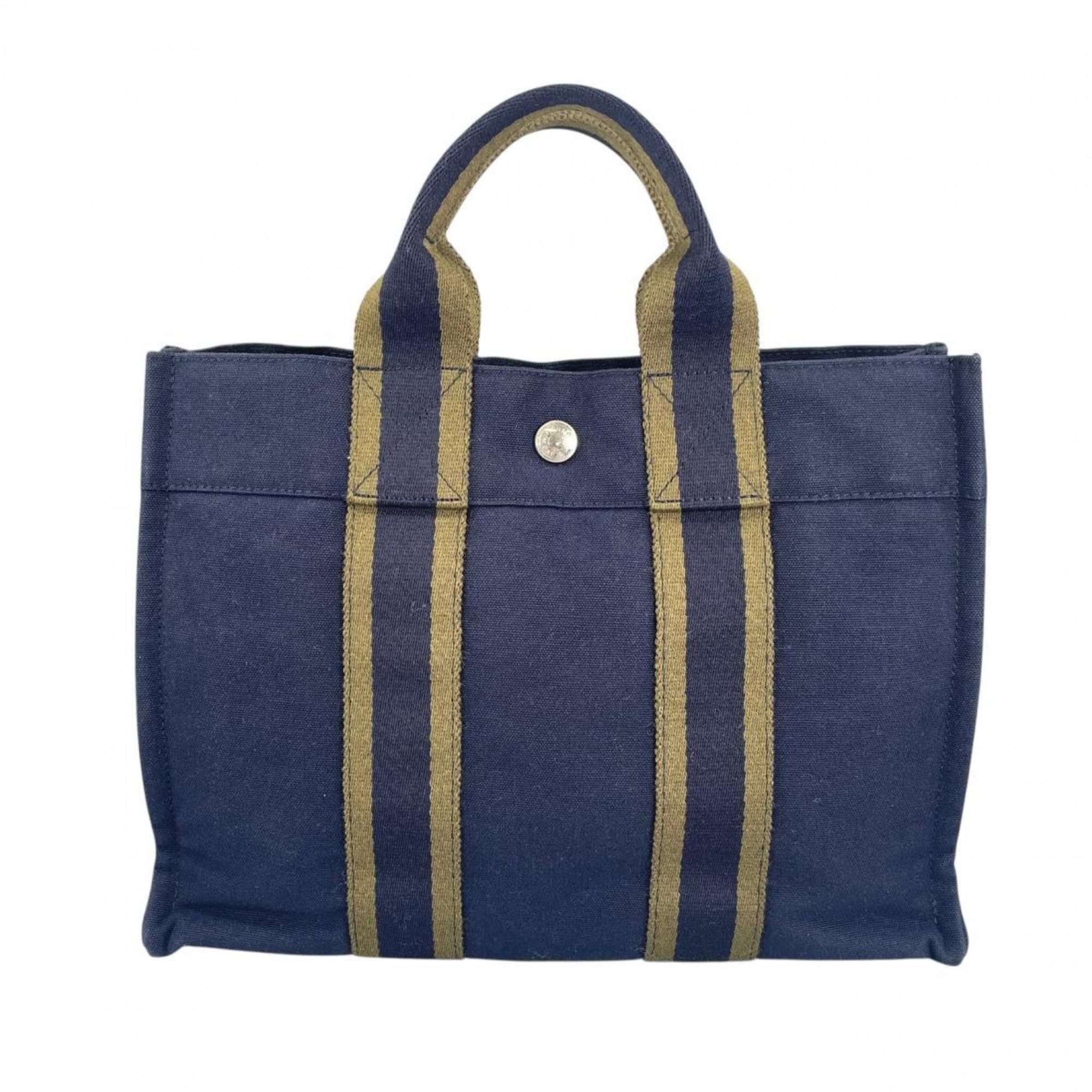 Hermes Hermes Handbag Tote Bag Fourre-Tout PM Canvas Navy Size ONE SIZE - 1 Thumbnail