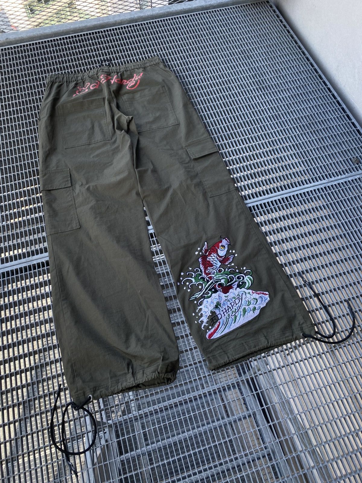 Ed Hardy Ed Hardy Embroidered Logo Parachute Baggy Pants Size US 31 - 4 Thumbnail